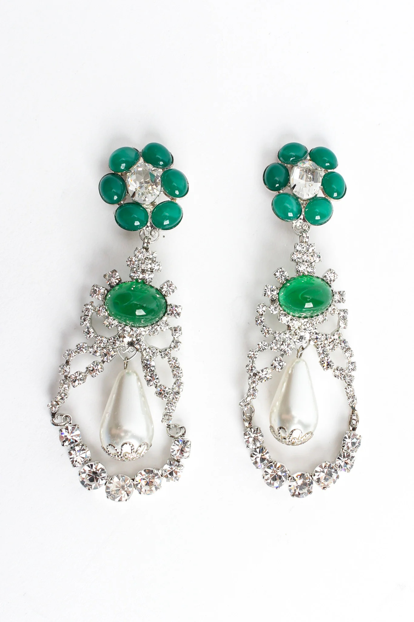 Floral Crystal Pearl Earrings - Image 4