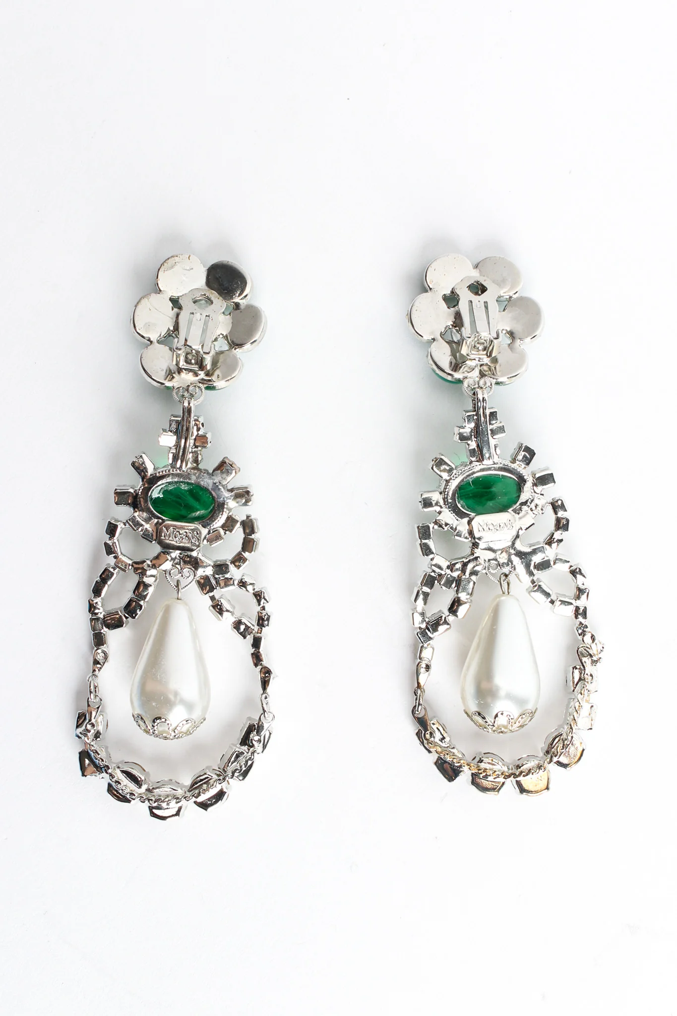 Floral Crystal Pearl Earrings - Image 5
