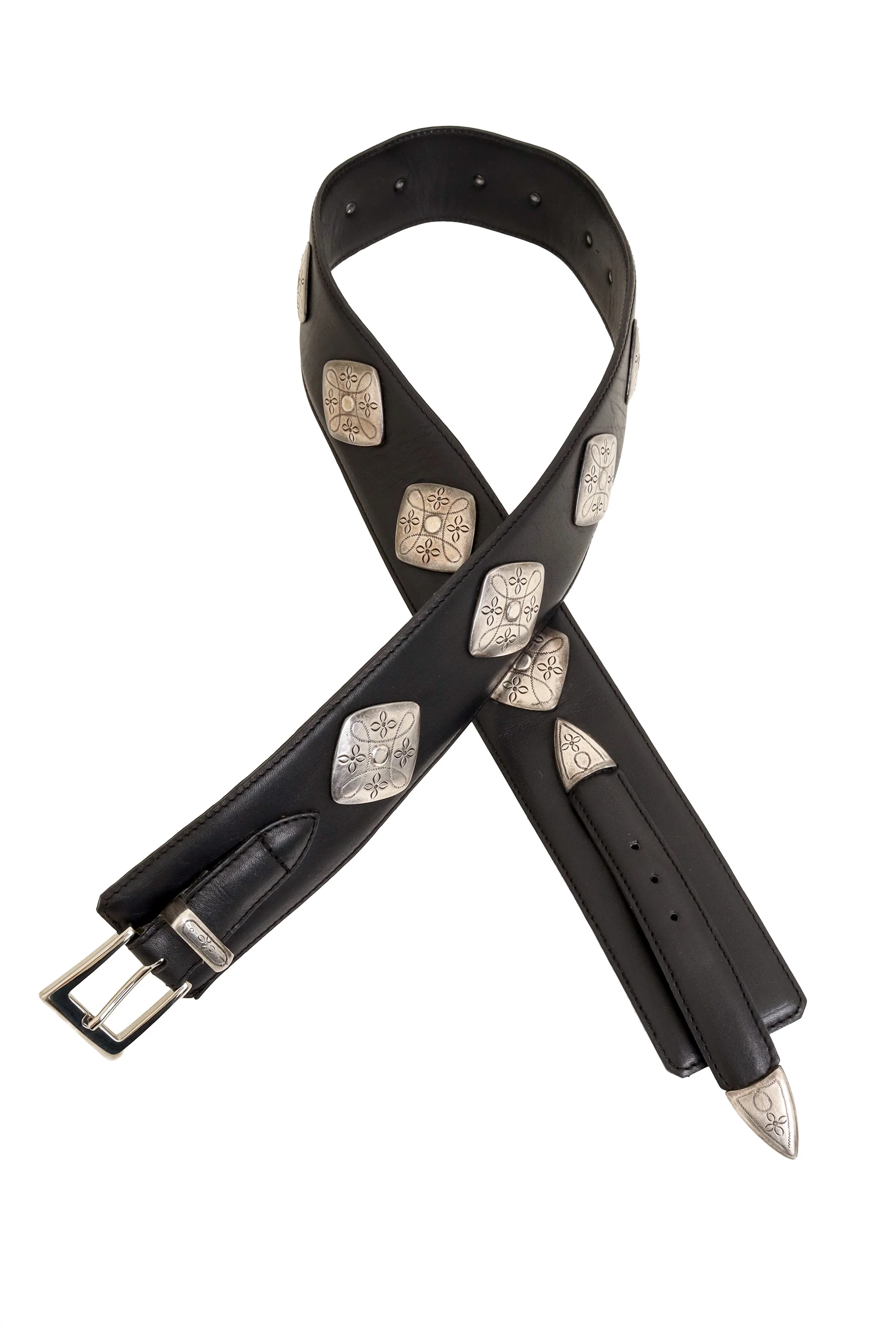 Floral Diamond Leather Concho Belt - Image 5