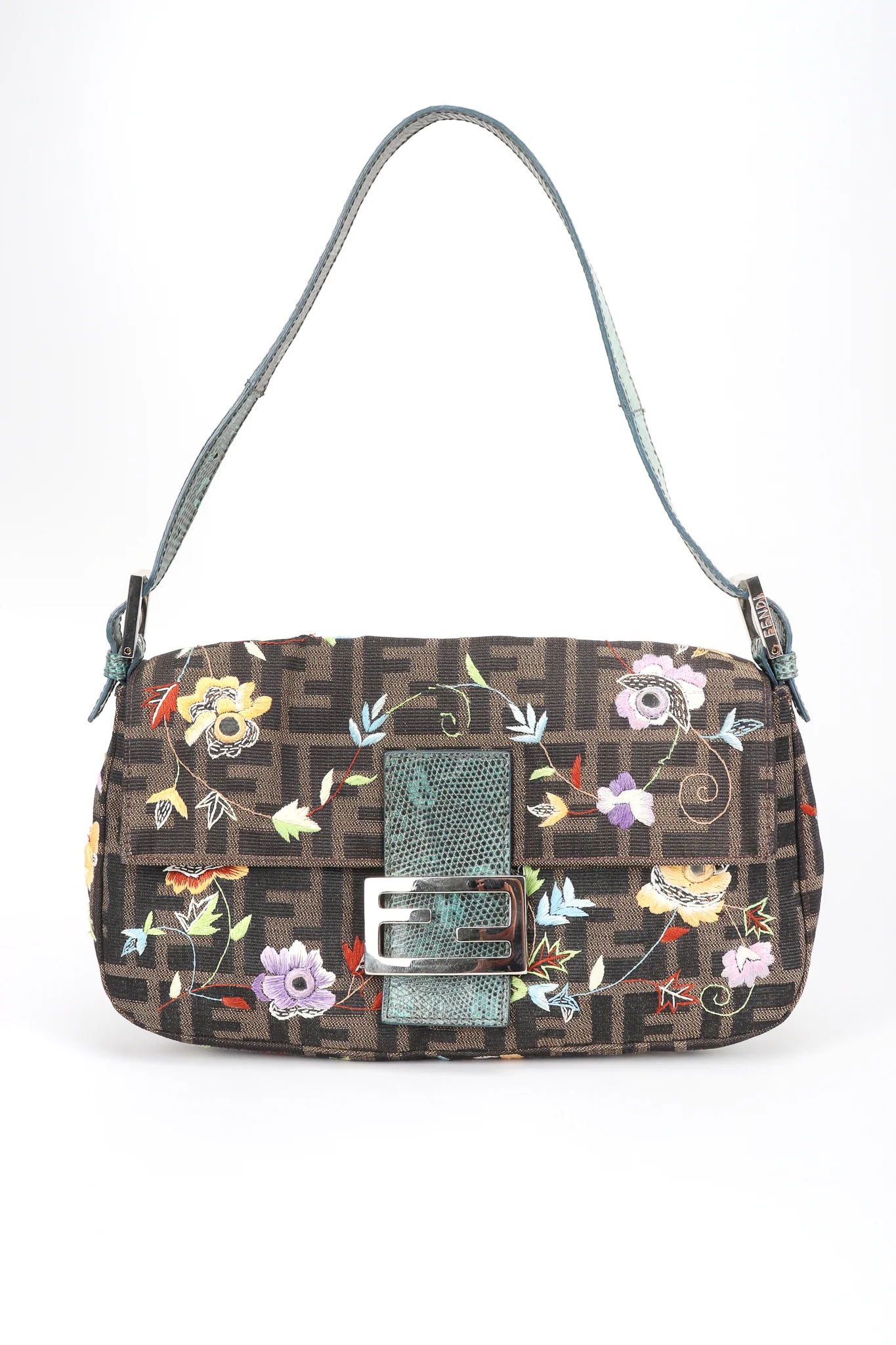 Floral Embroidered Zucca Monogram Baguette