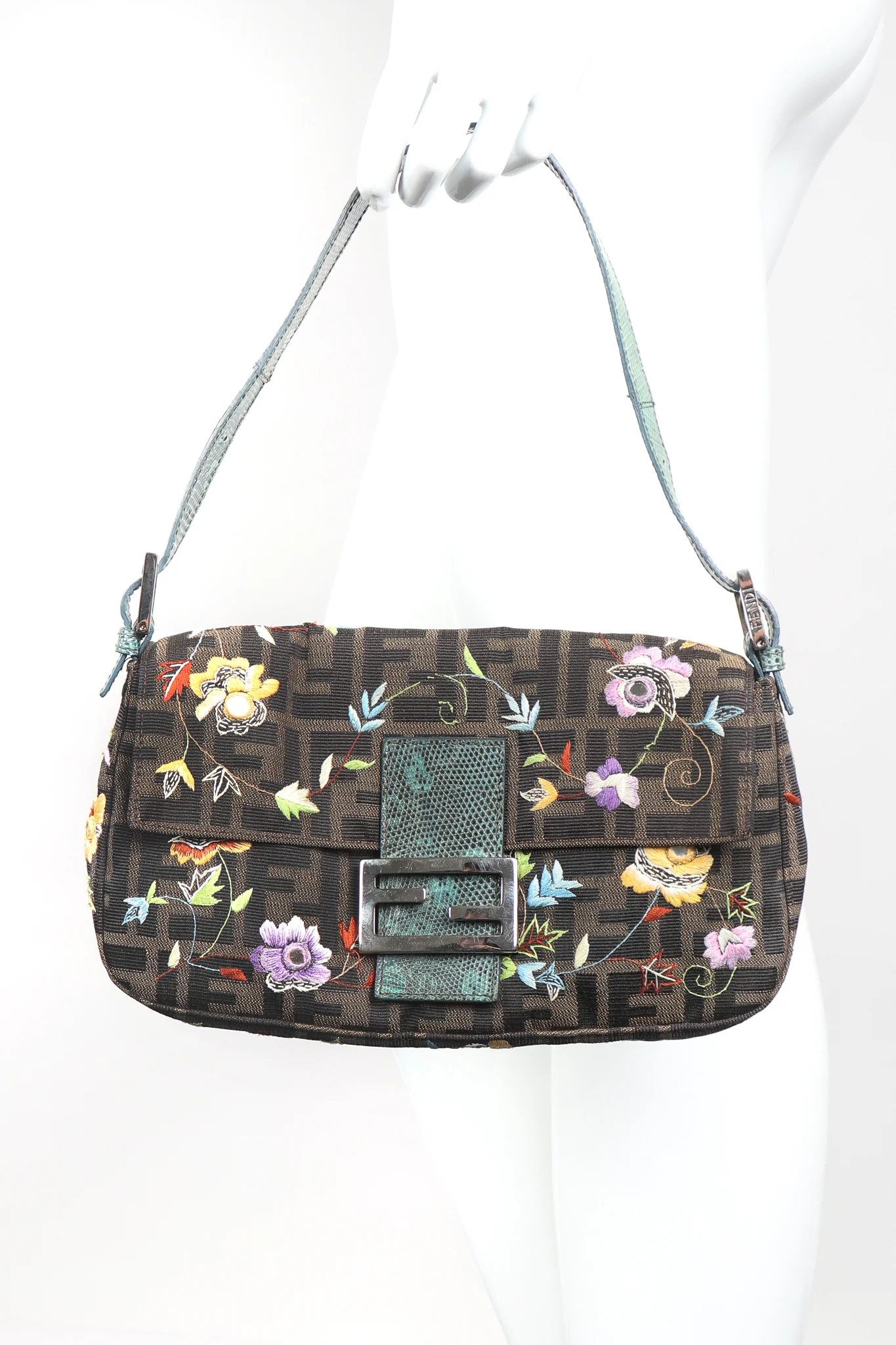 Floral Embroidered Zucca Monogram Baguette - Image 2