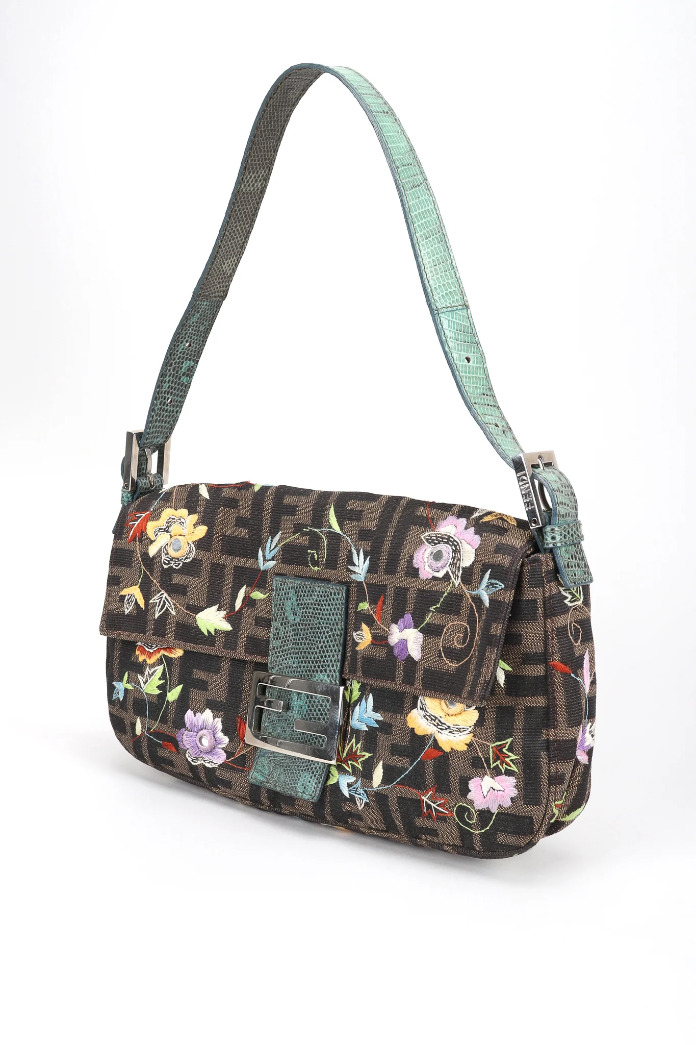 Floral Embroidered Zucca Monogram Baguette - Image 4