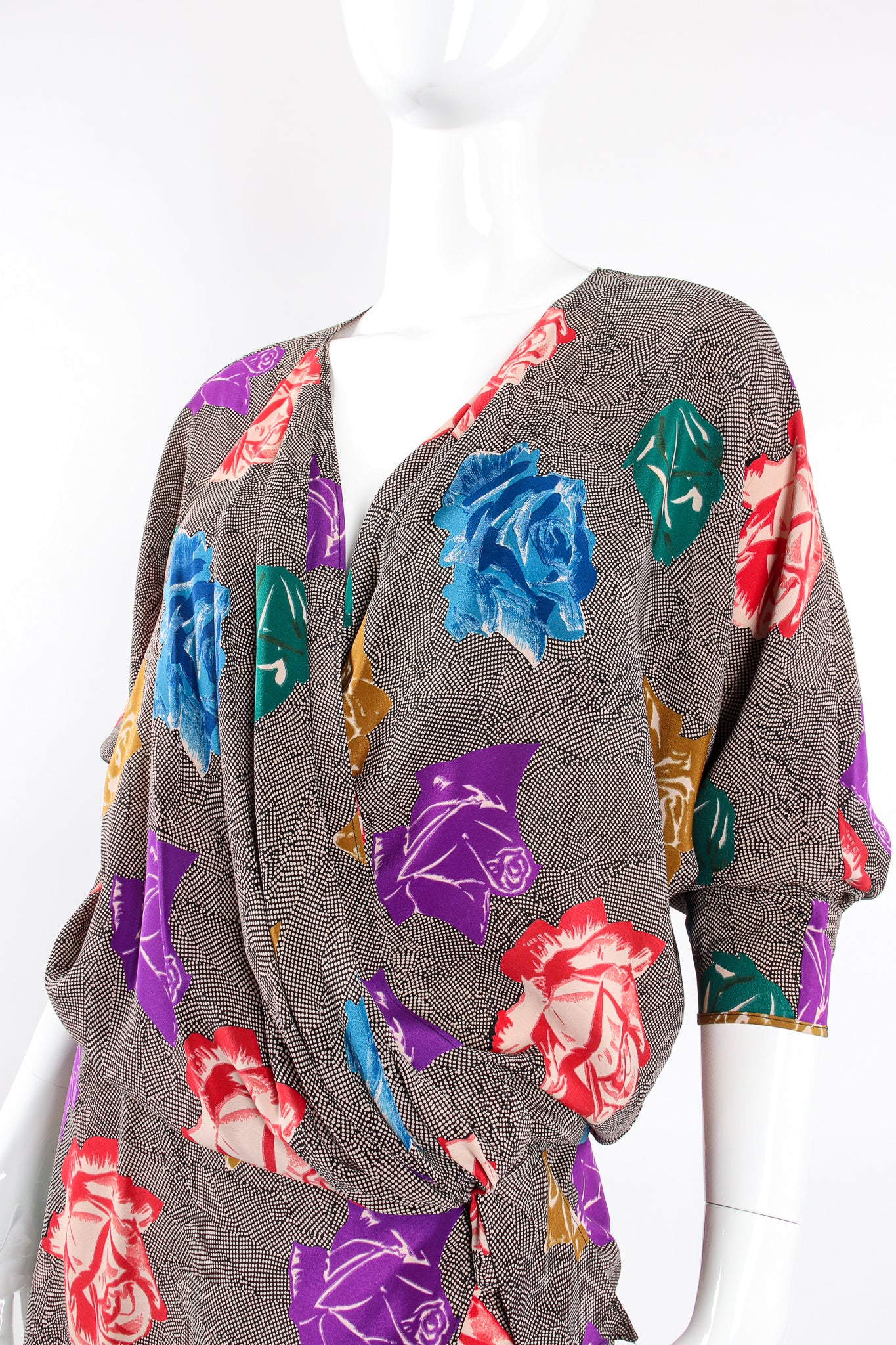 Floral Faux Wrap Dolman Dress - Image 3