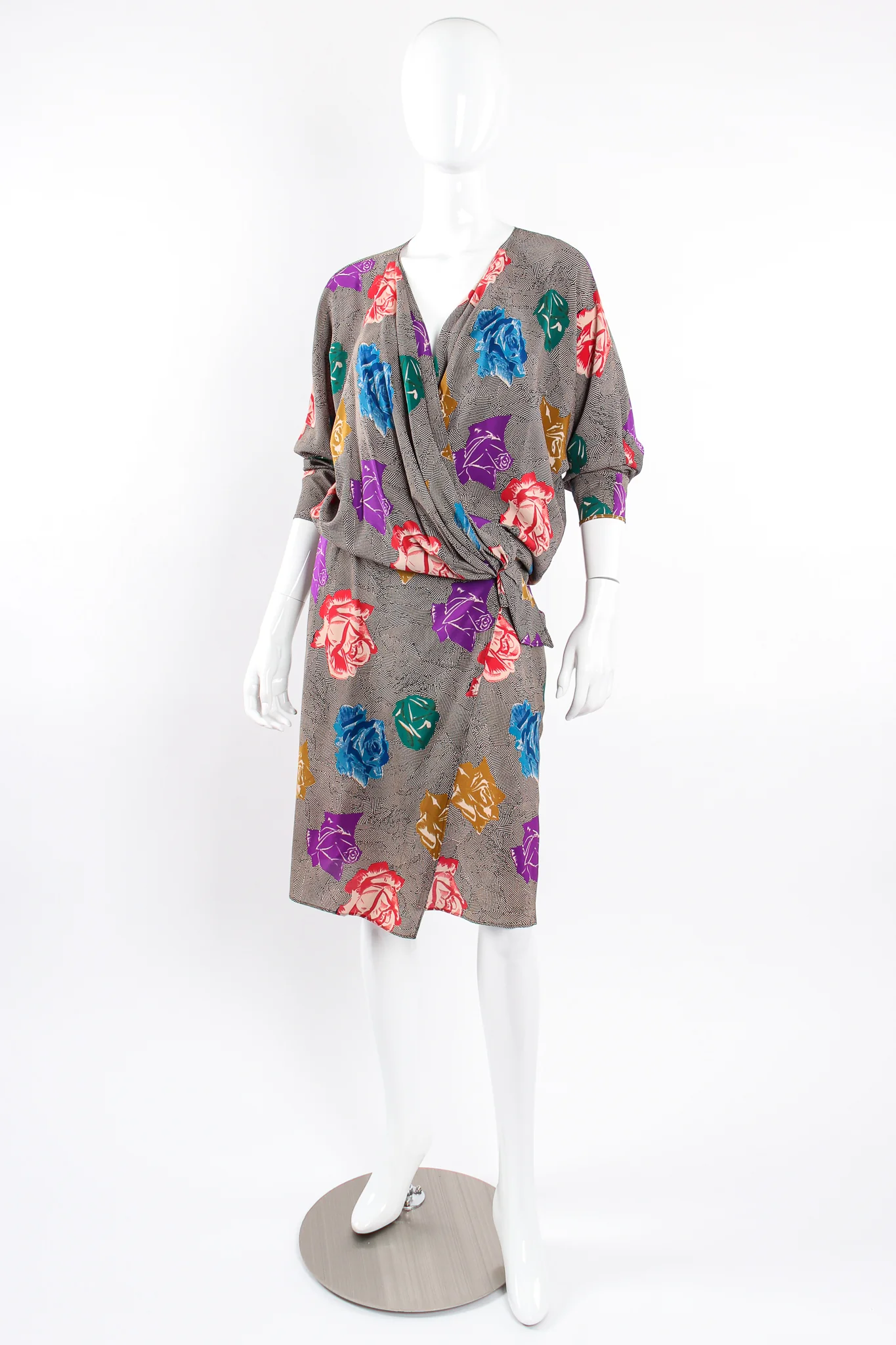Floral Faux Wrap Dolman Dress - Image 6