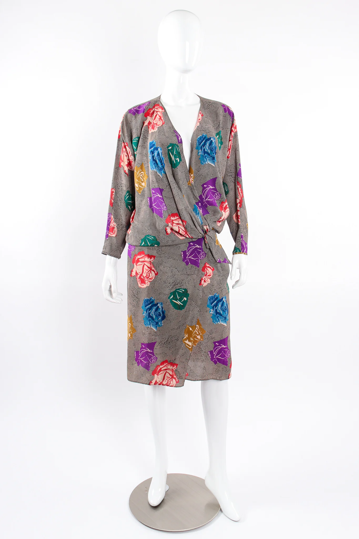 Floral Faux Wrap Dolman Dress - Image 7