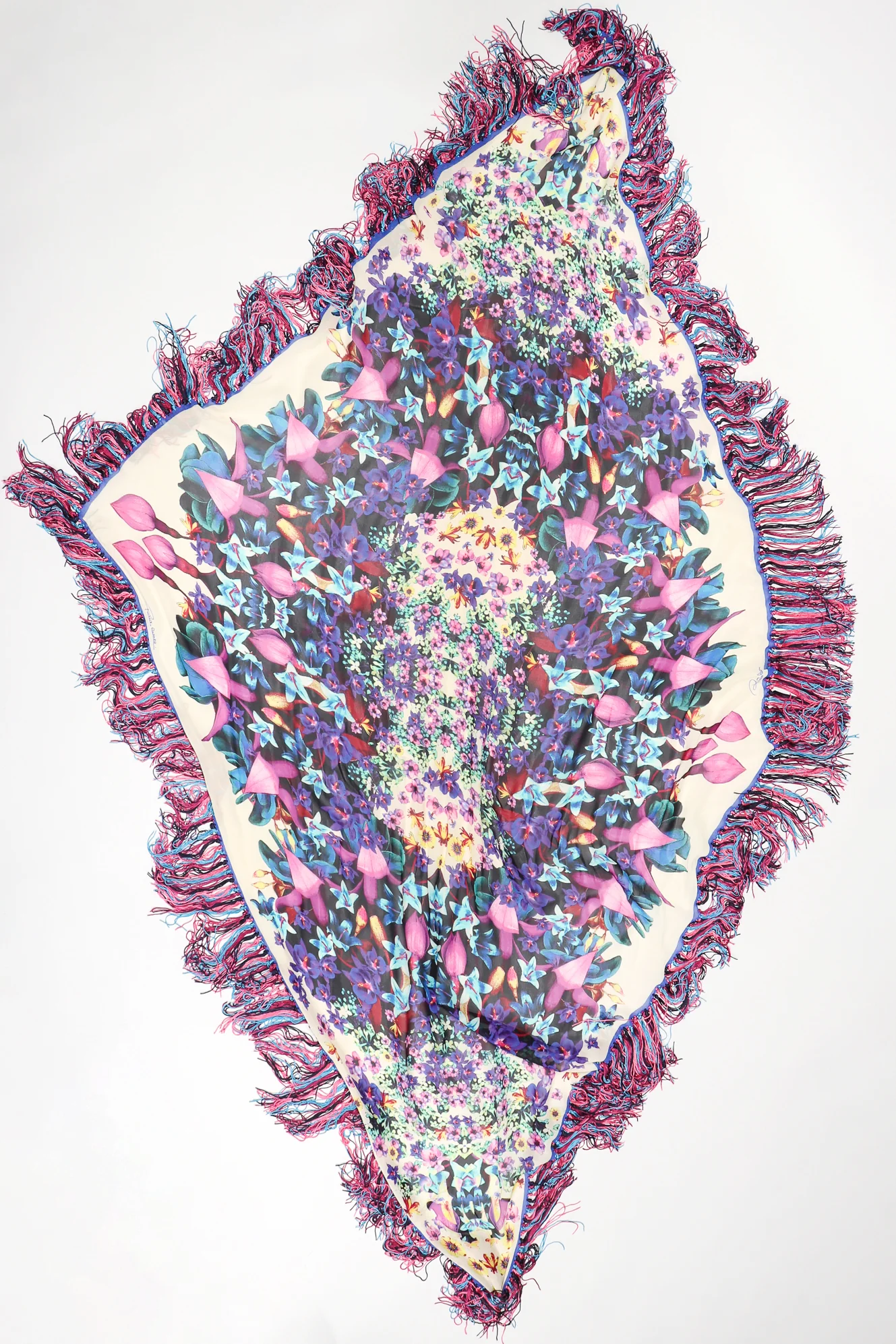 Floral Fringe Kaleidoscope Shawl - Image 10