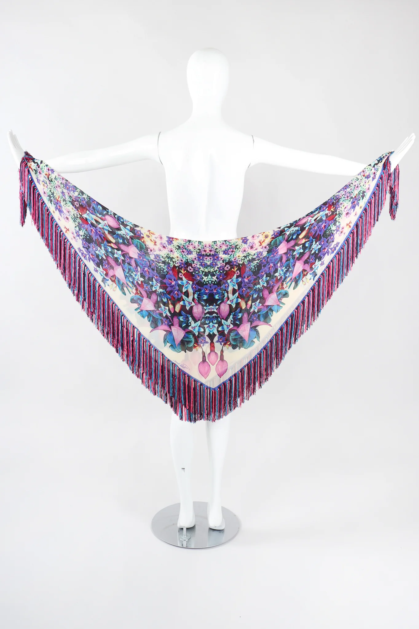 Floral Fringe Kaleidoscope Shawl - Image 2