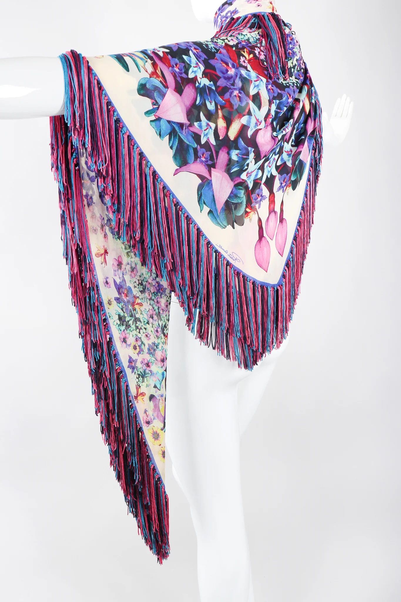Floral Fringe Kaleidoscope Shawl - Image 4