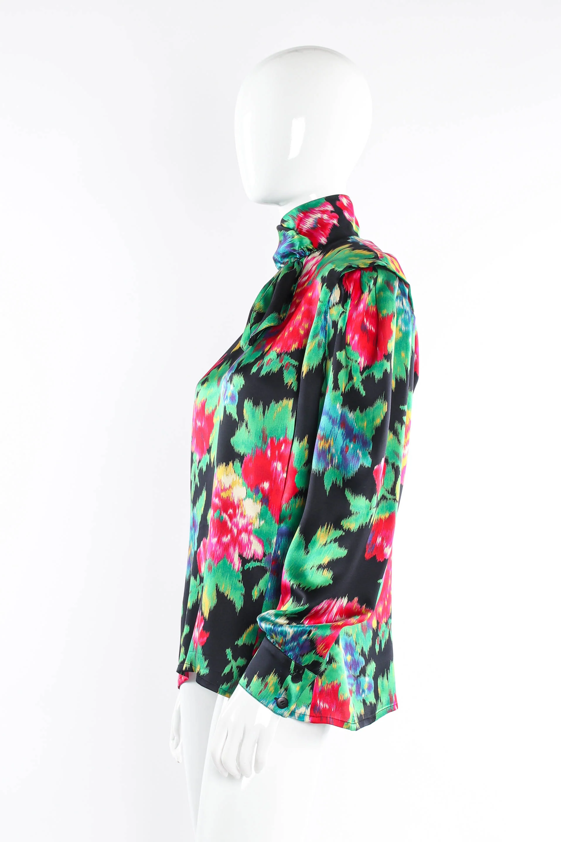 Floral Ikat Silk Scarf Blouse - Image 5