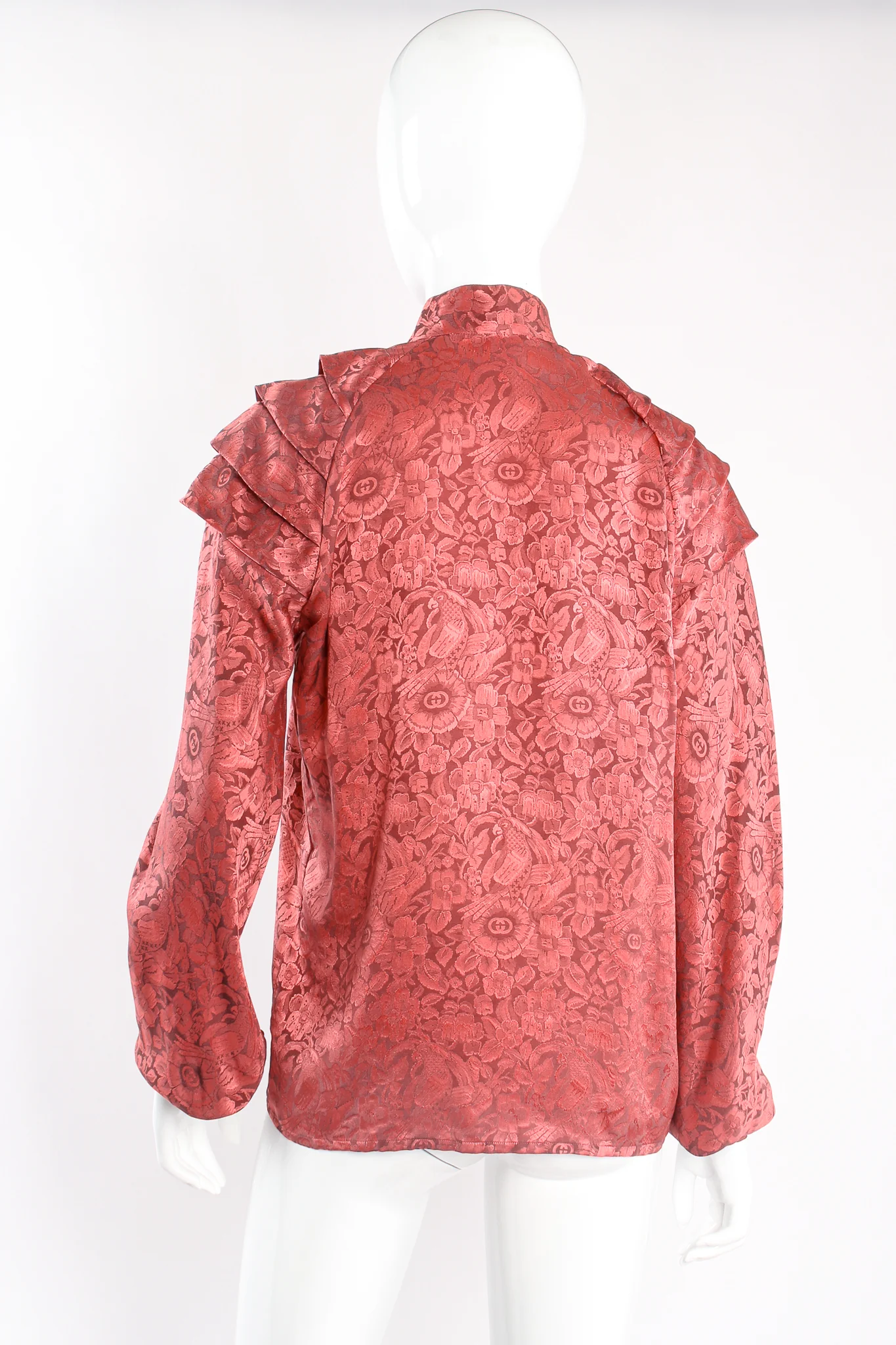 Logo Floral Jacquard Silk Blouse - Image 6