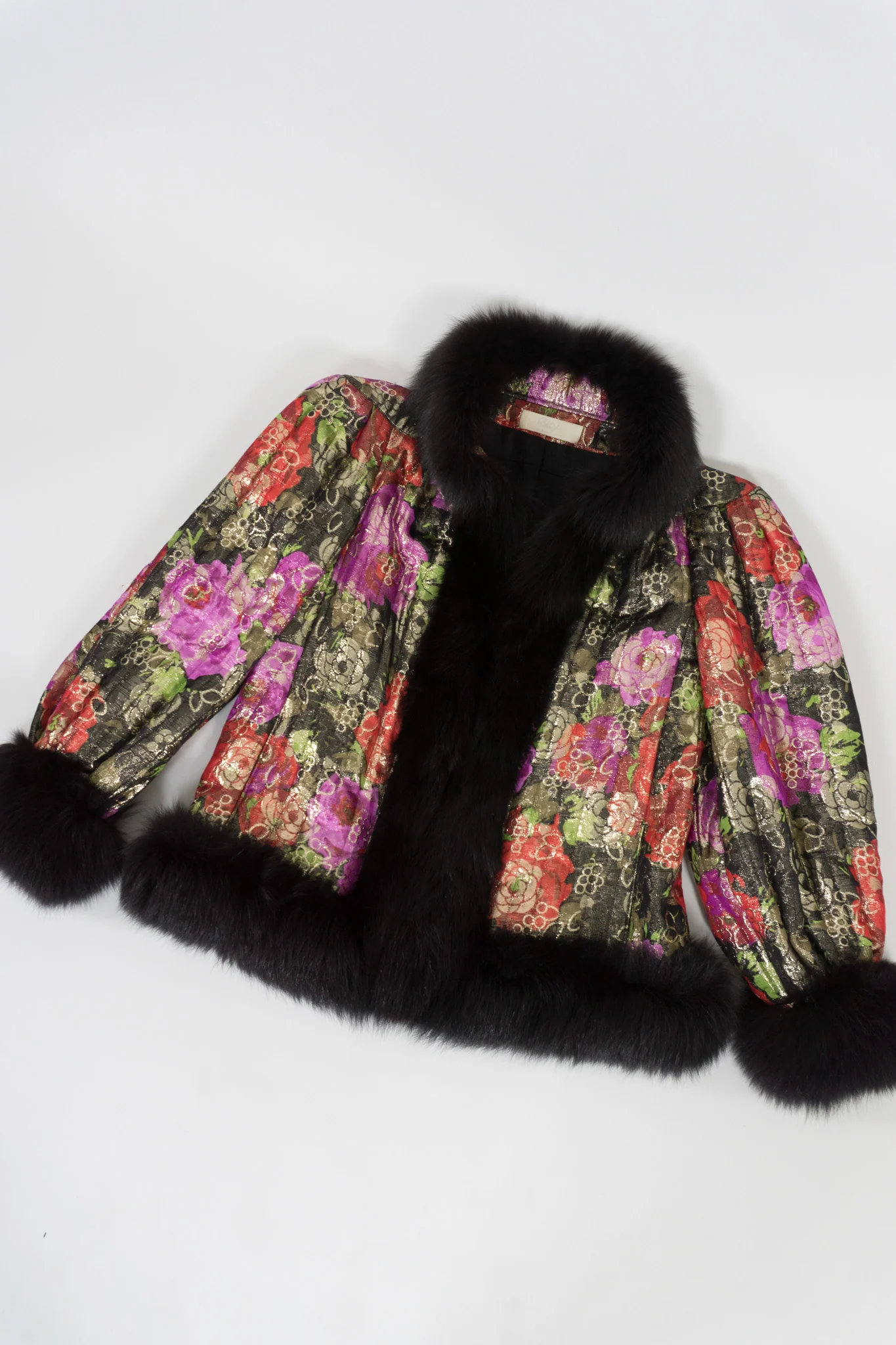 Floral Lamé Fur Trim Jacket - Image 14