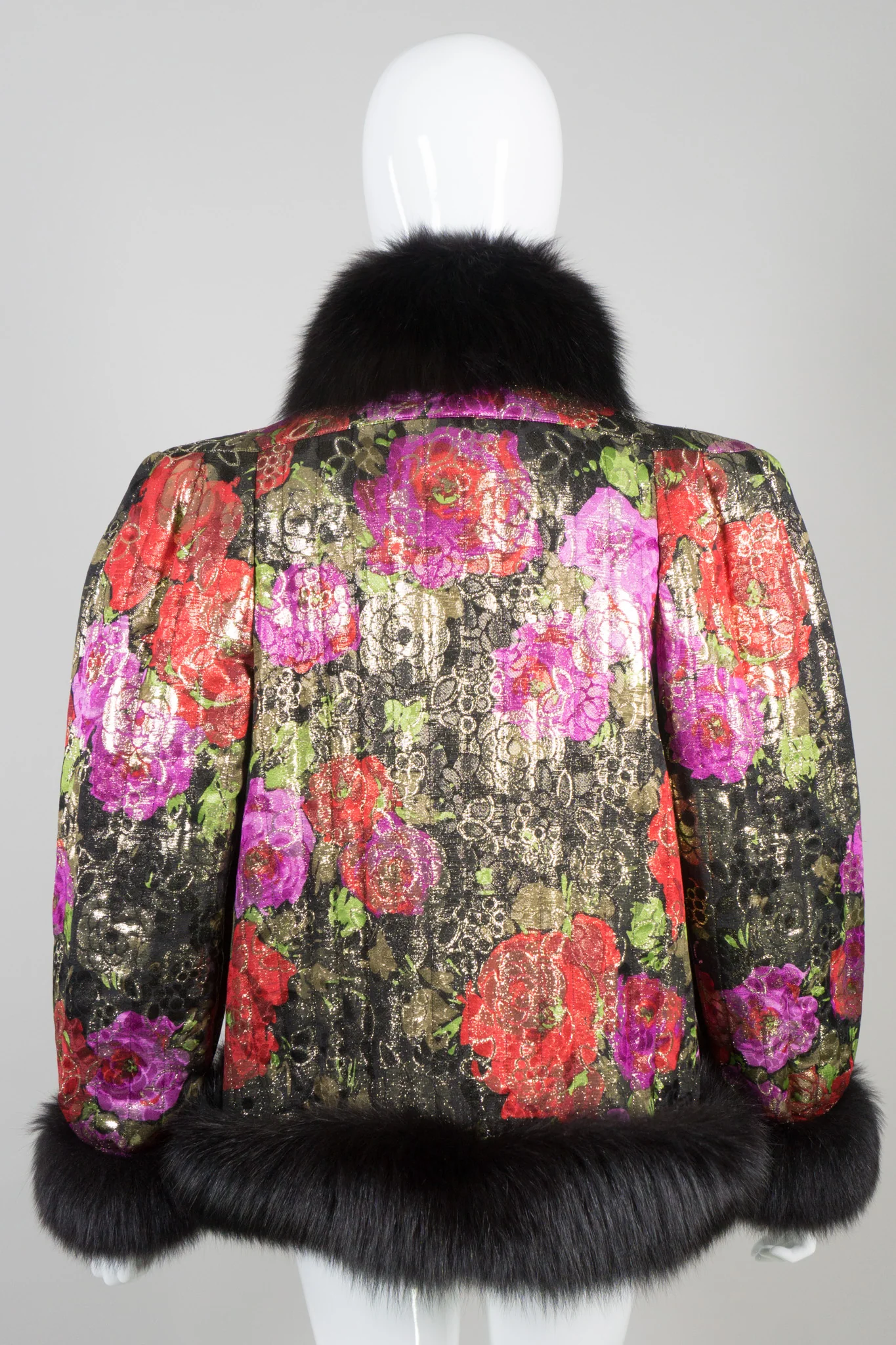Floral Lamé Fur Trim Jacket - Image 6