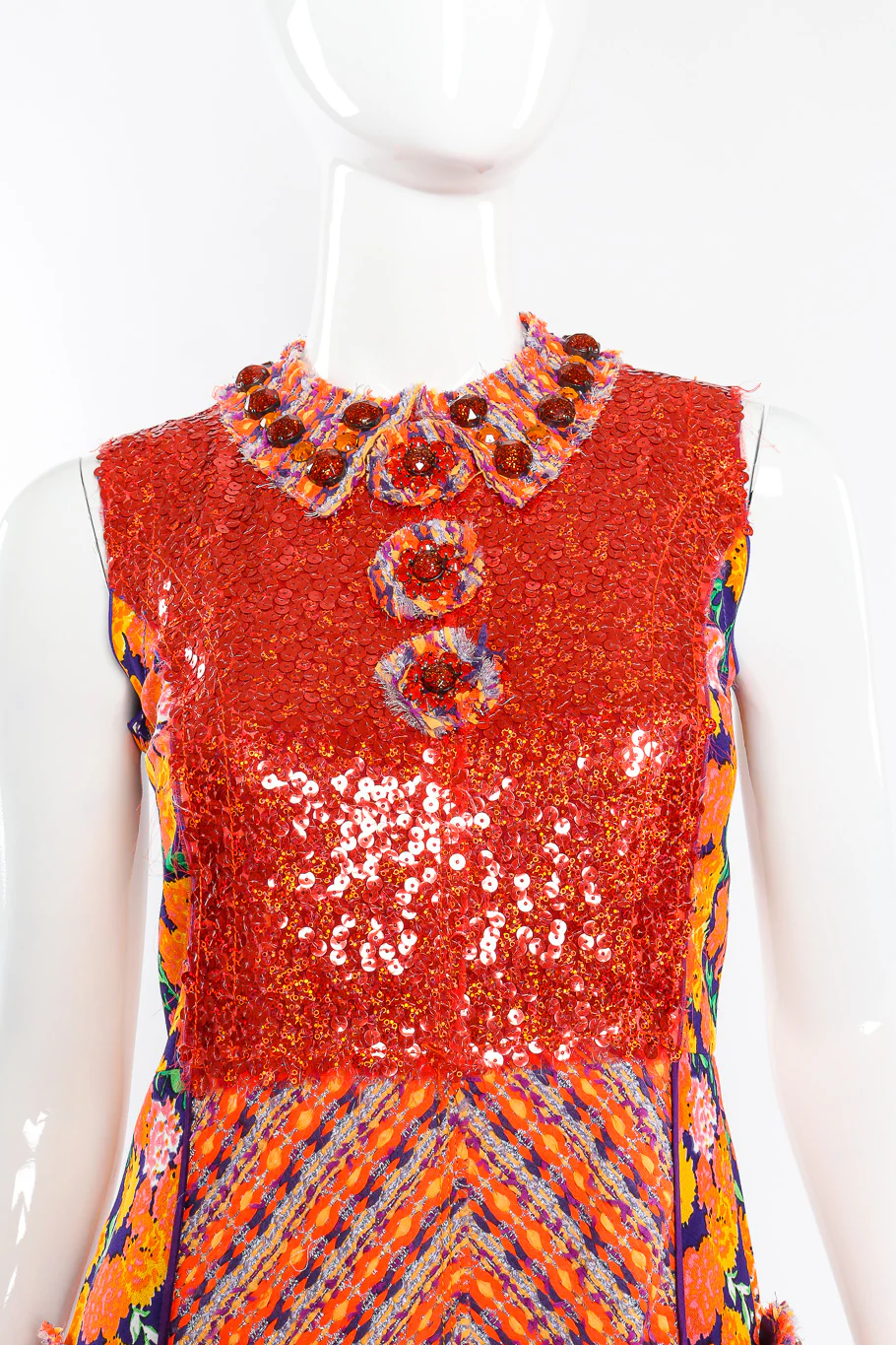 Floral Lamé Knit Sequin Dress - Image 5