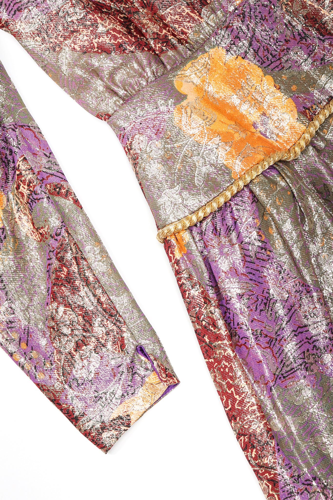 Floral Lamé Pointed Shoulder Dress - Image 7