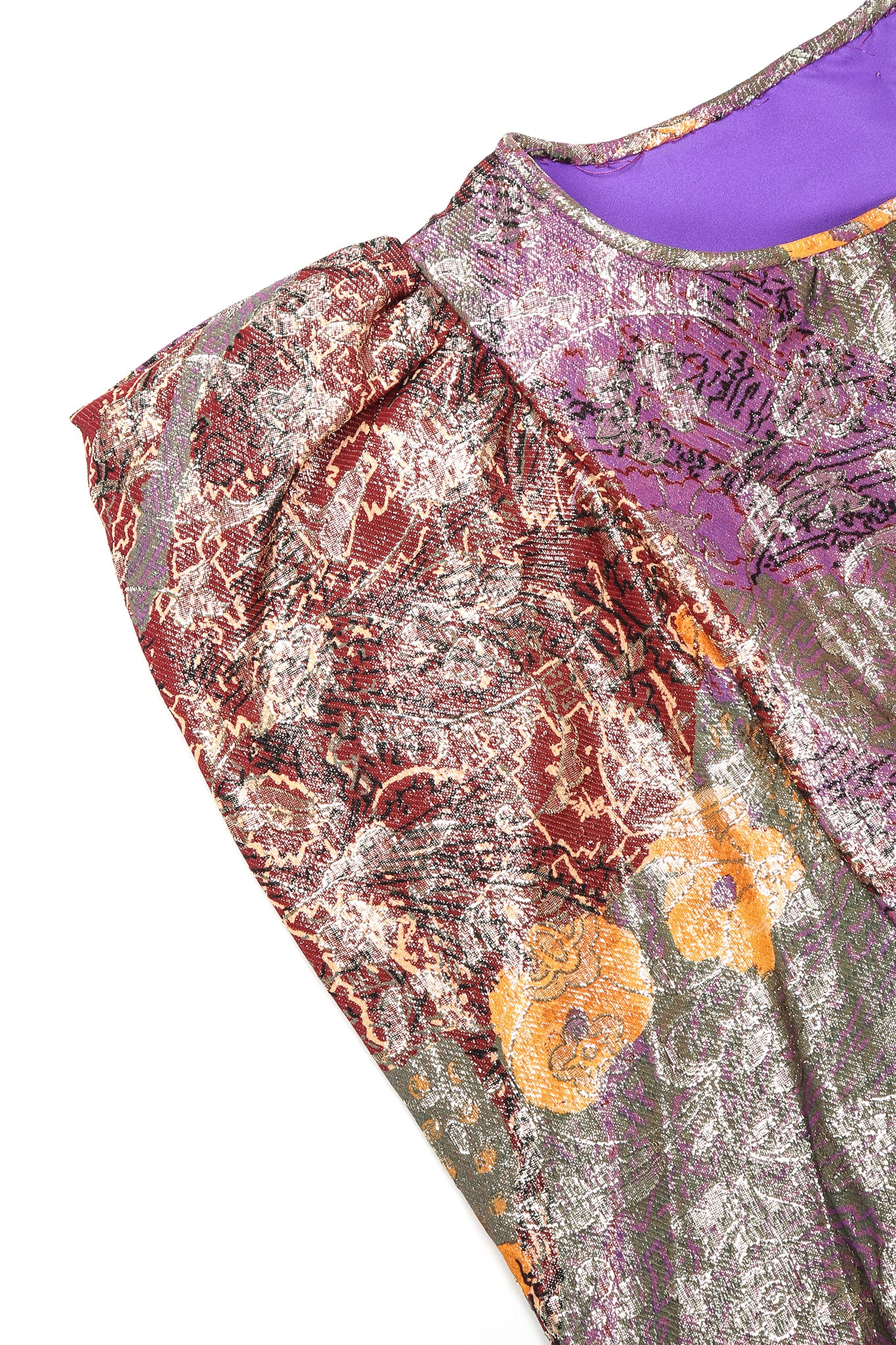 Floral Lamé Pointed Shoulder Dress - Image 8