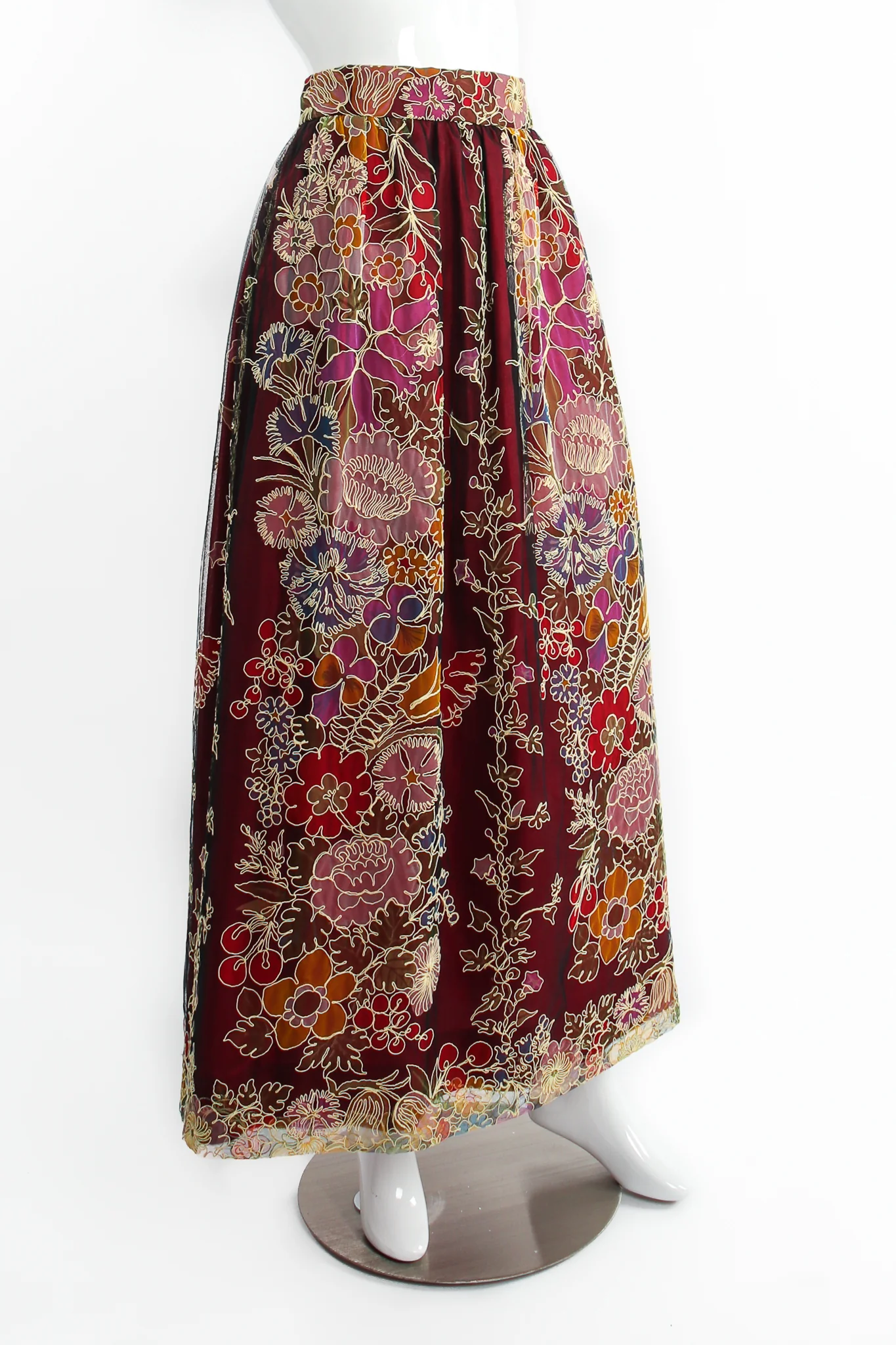 Floral Mesh Lace Overlay Skirt - Image 2