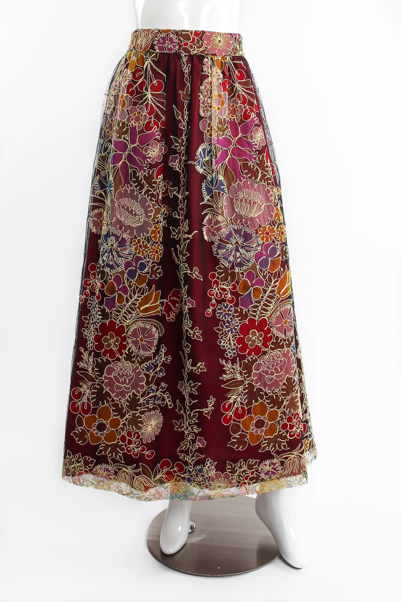 Floral Mesh Lace Overlay Skirt - Image 3