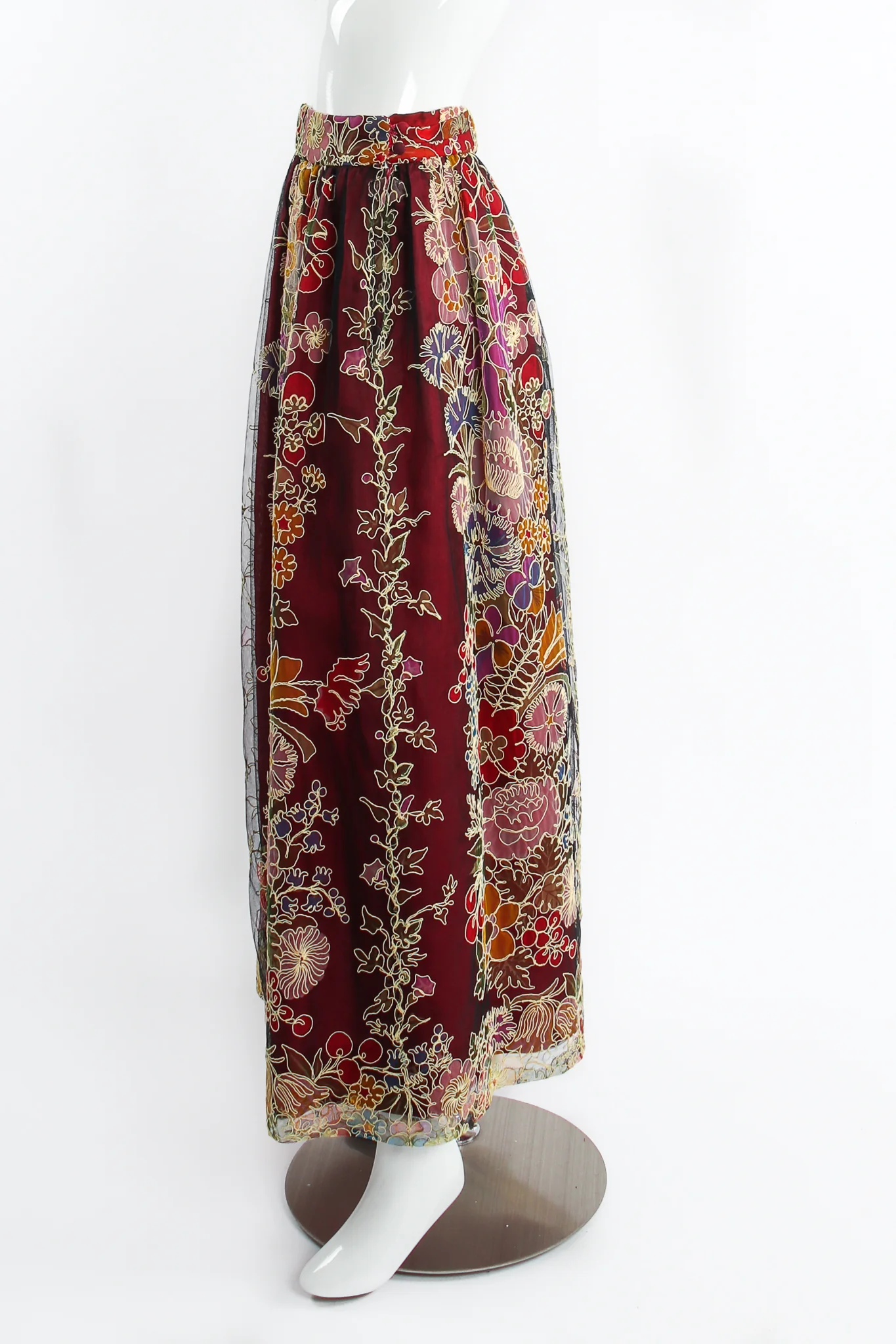 Floral Mesh Lace Overlay Skirt - Image 4