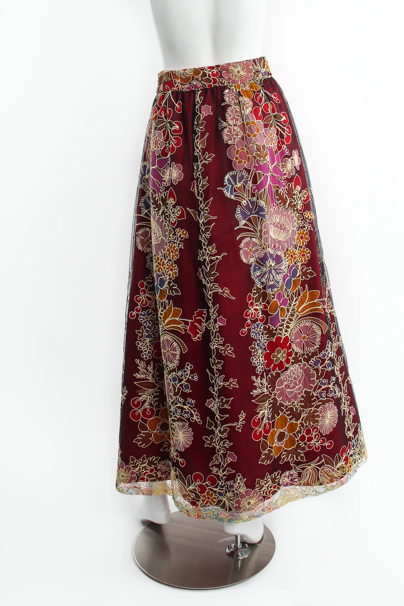 Floral Mesh Lace Overlay Skirt - Image 5