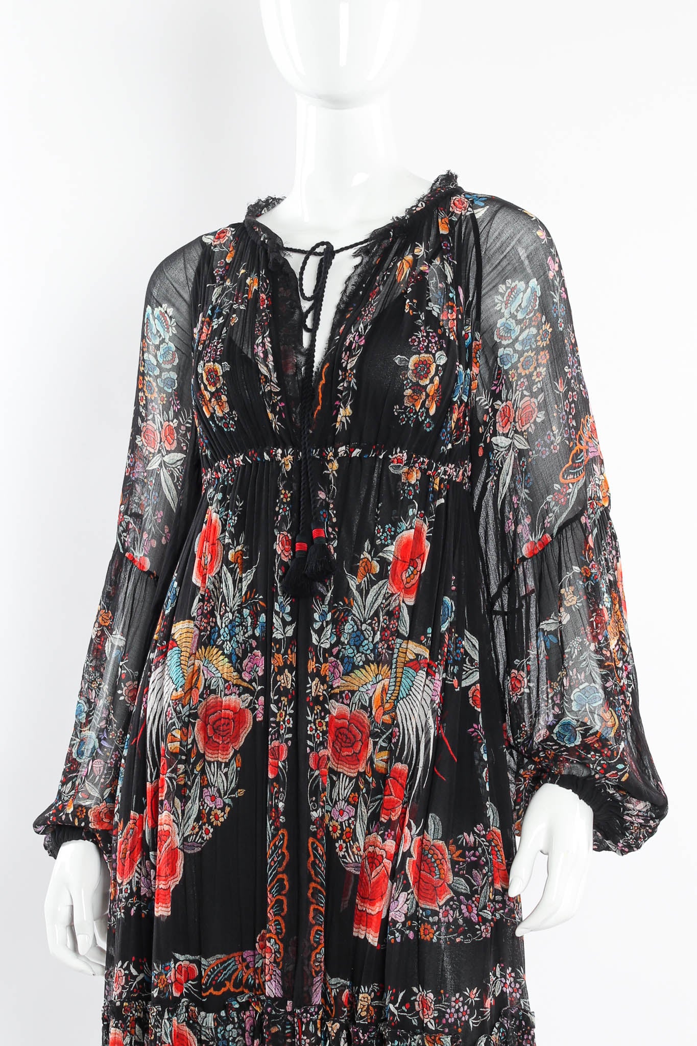 Piano Shawl Floral Peasant Dress - Image 2