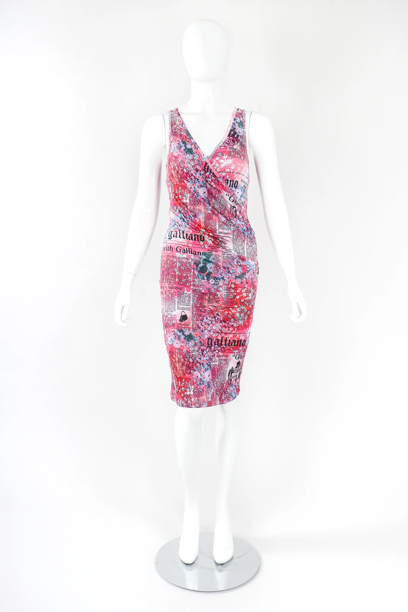 Floral Newspaper Print Dress - Image 2