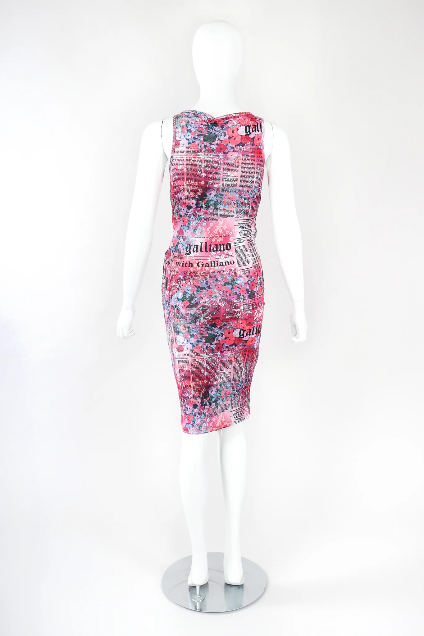 Floral Newspaper Print Dress - Image 4