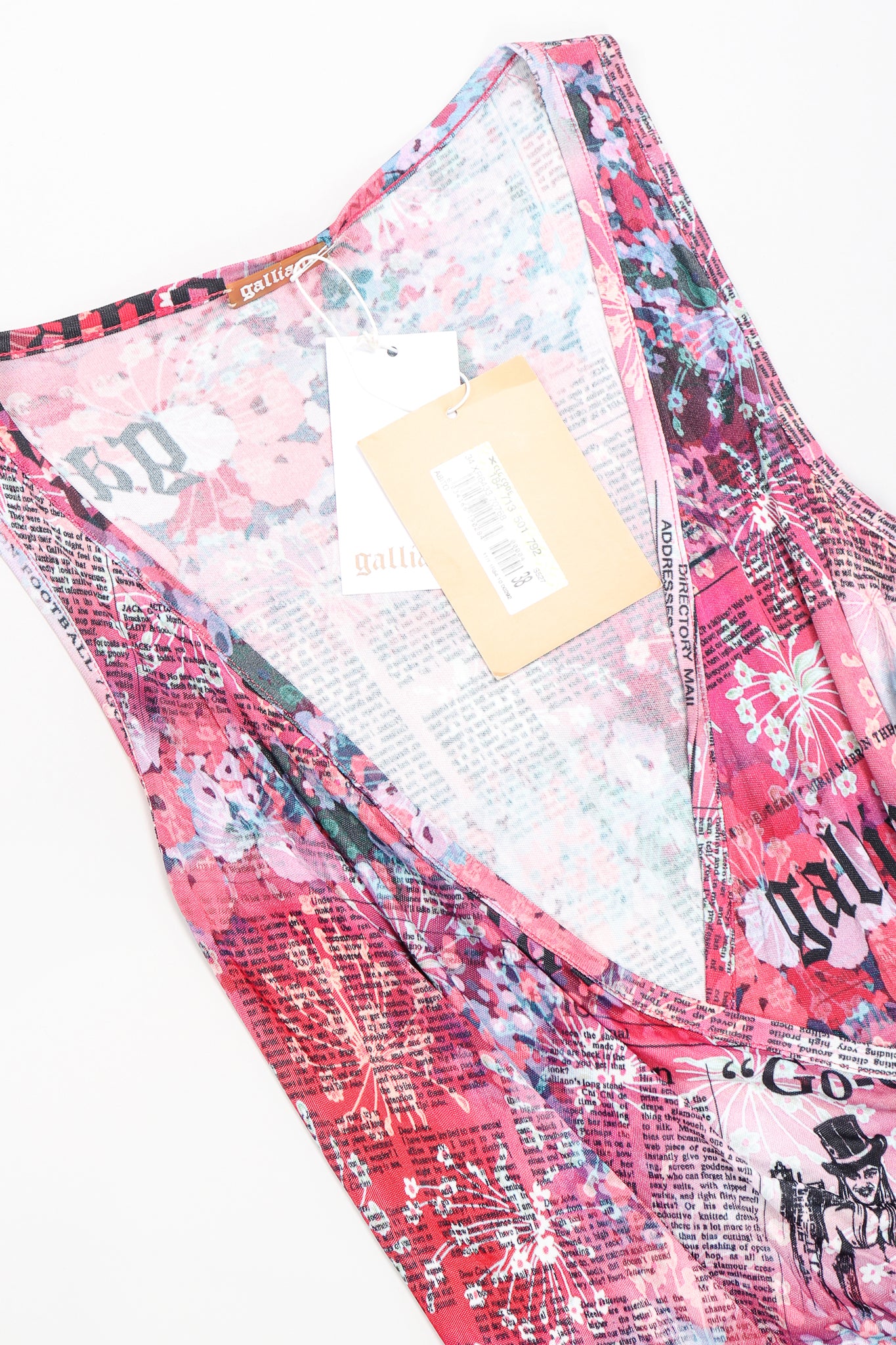 Floral Newspaper Print Dress - Image 5