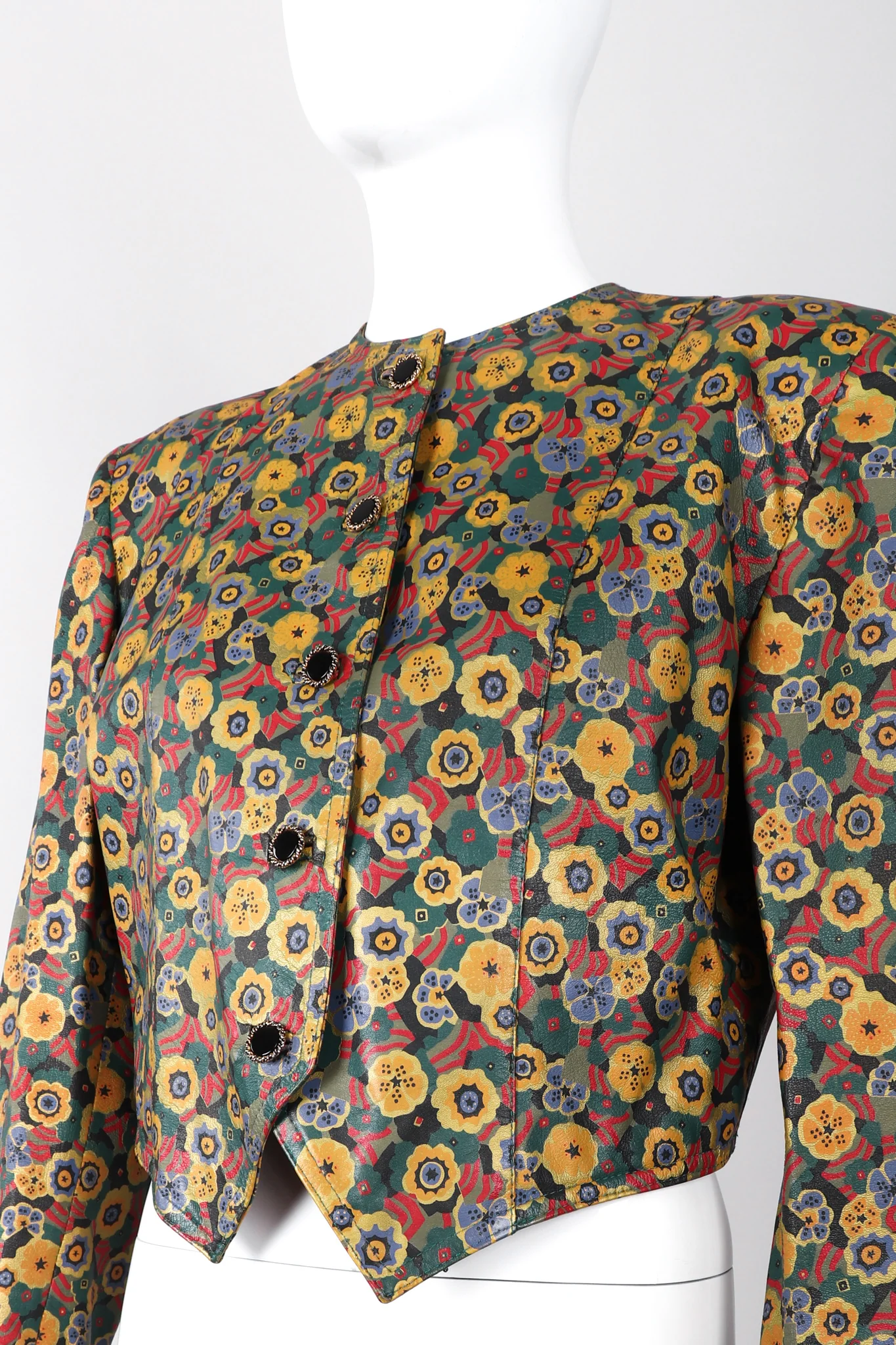 Floral Painted Leather Jacket - Image 12