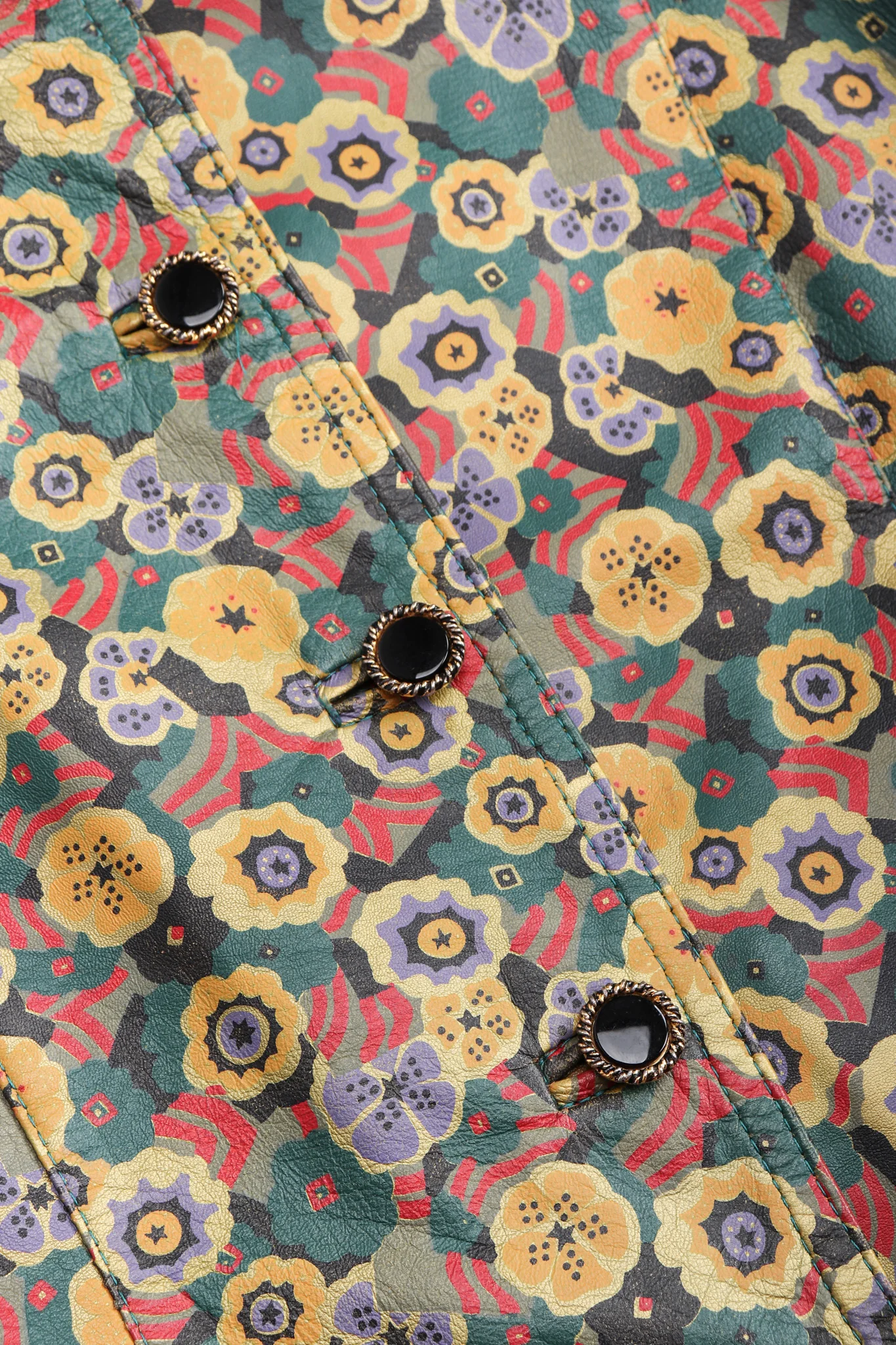 Floral Painted Leather Jacket - Image 21