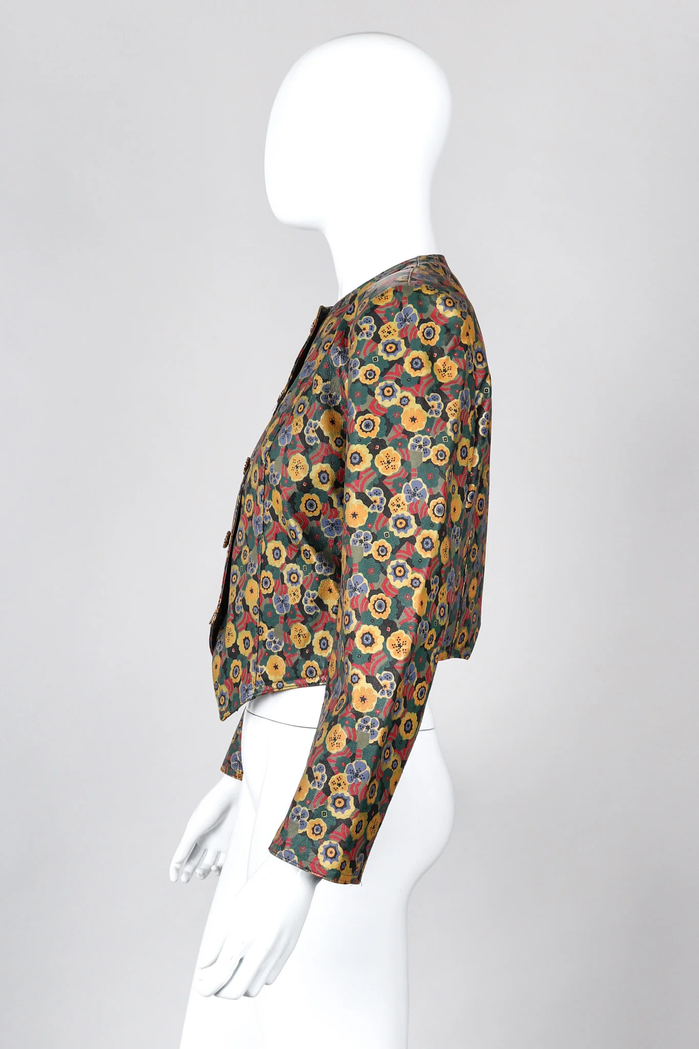 Floral Painted Leather Jacket - Image 3