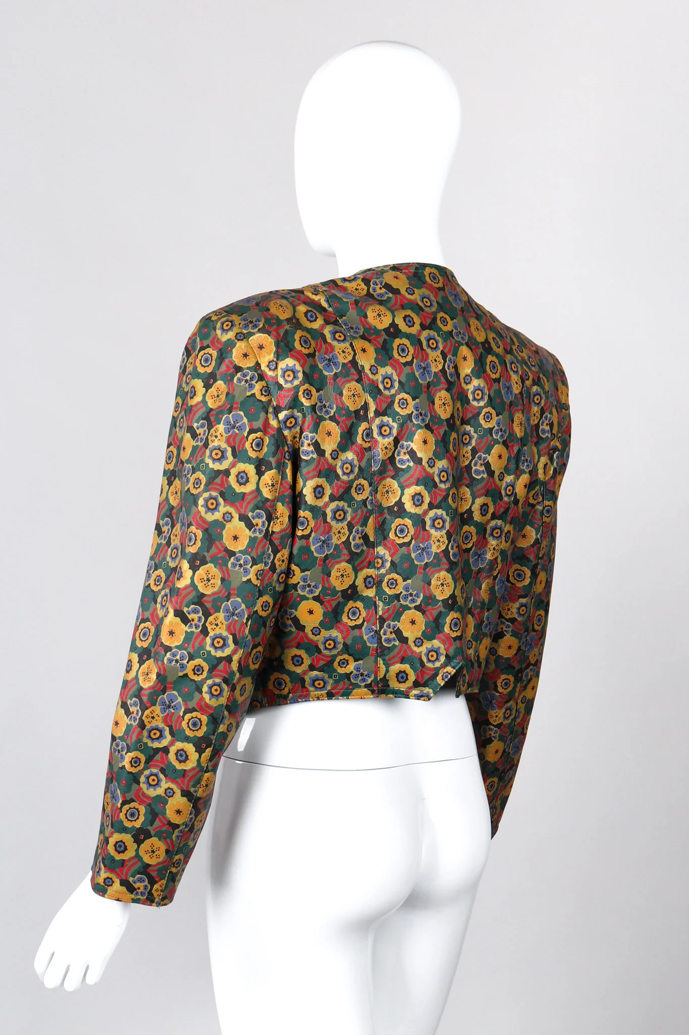 Floral Painted Leather Jacket - Image 4