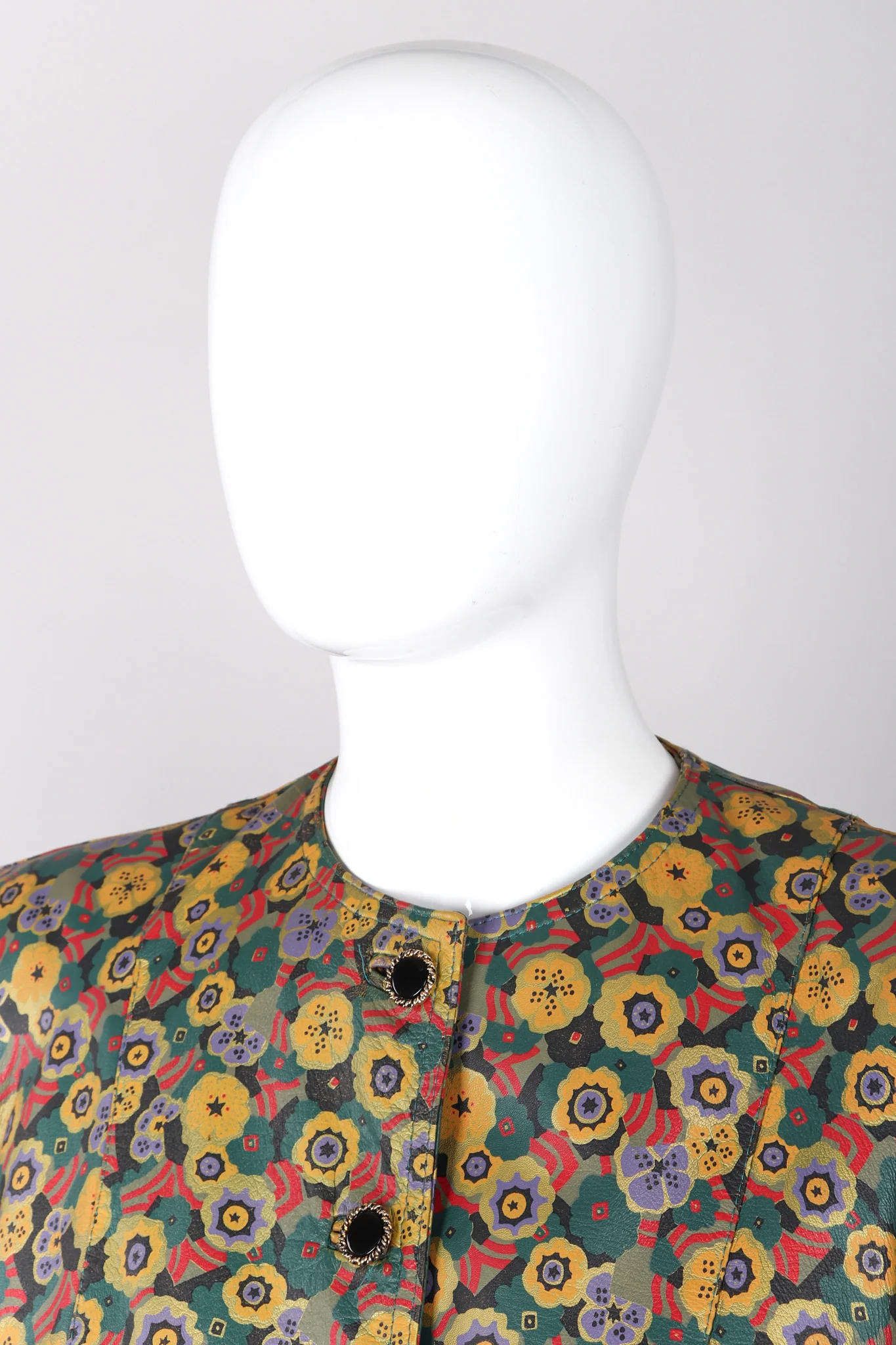Floral Painted Leather Jacket - Image 6