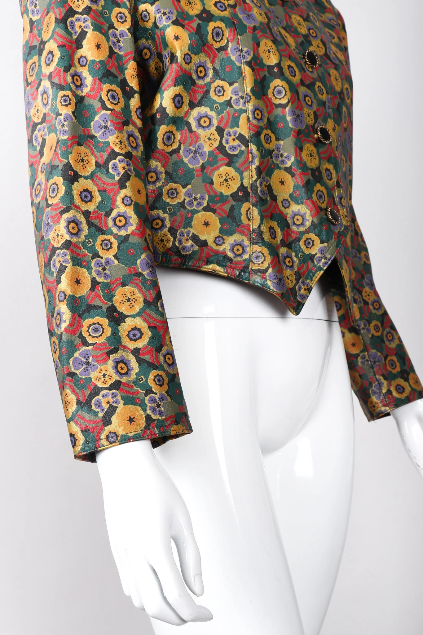 Floral Painted Leather Jacket - Image 7