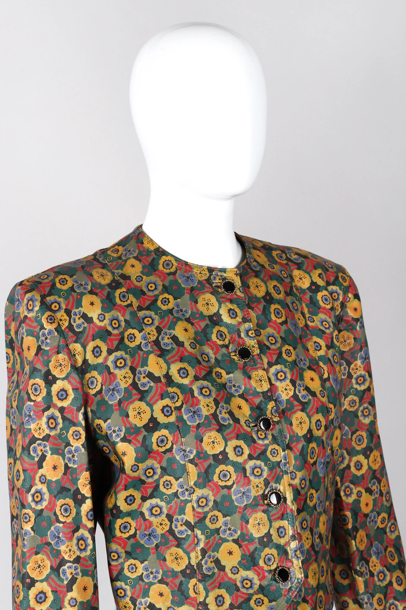 Floral Painted Leather Jacket - Image 8