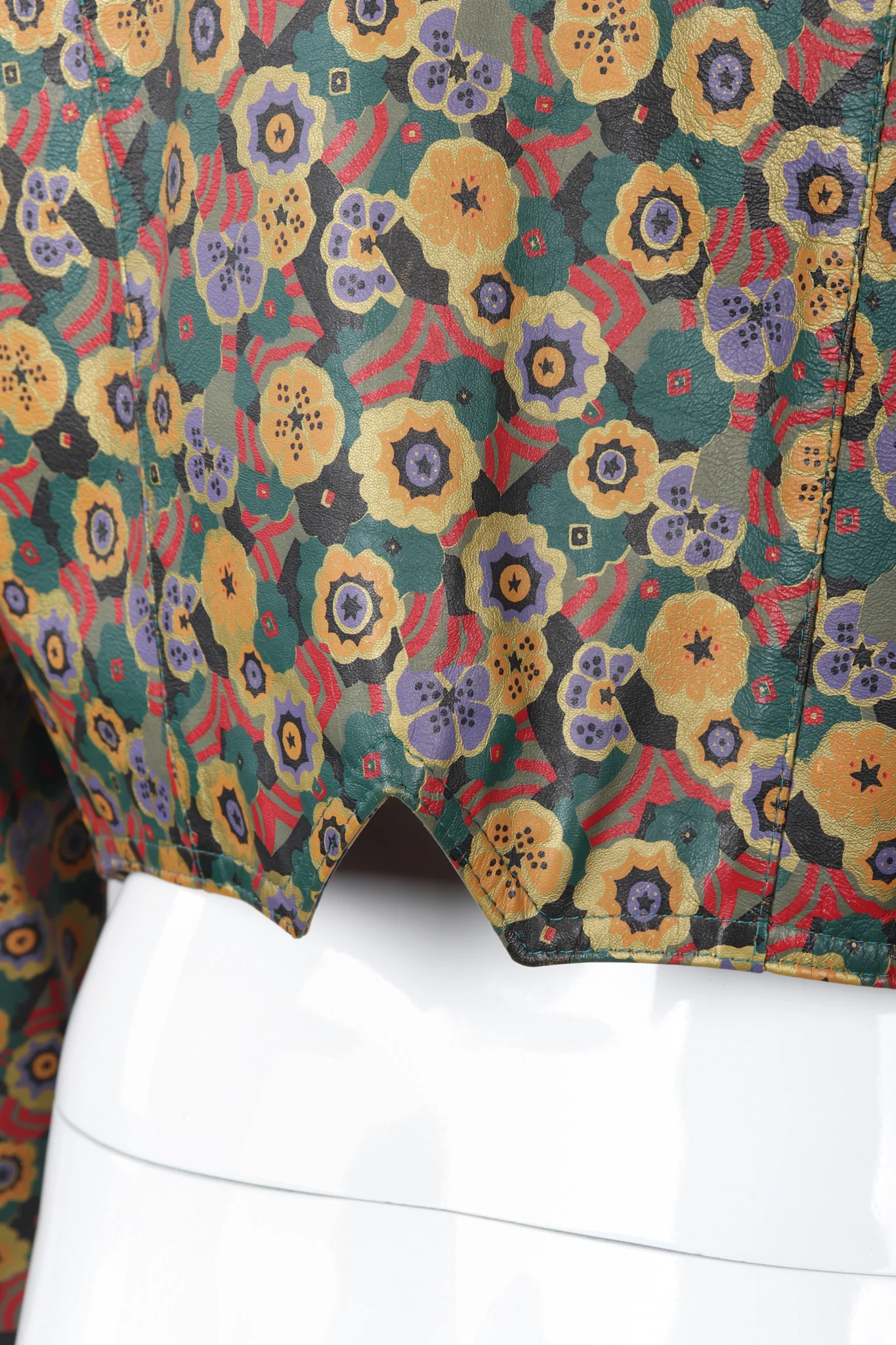Floral Painted Leather Jacket - Image 9