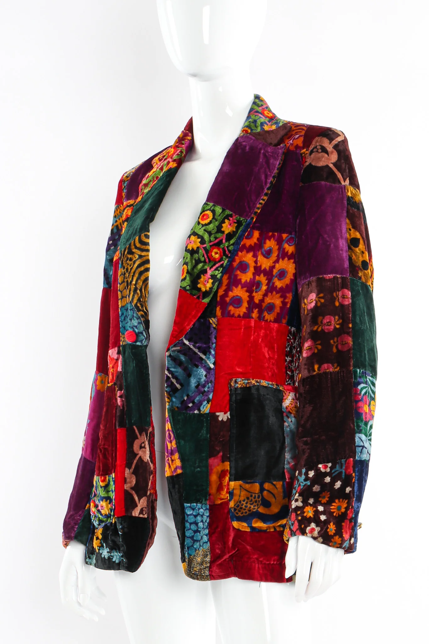 Floral Patchwork Velvet Blazer - Image 2