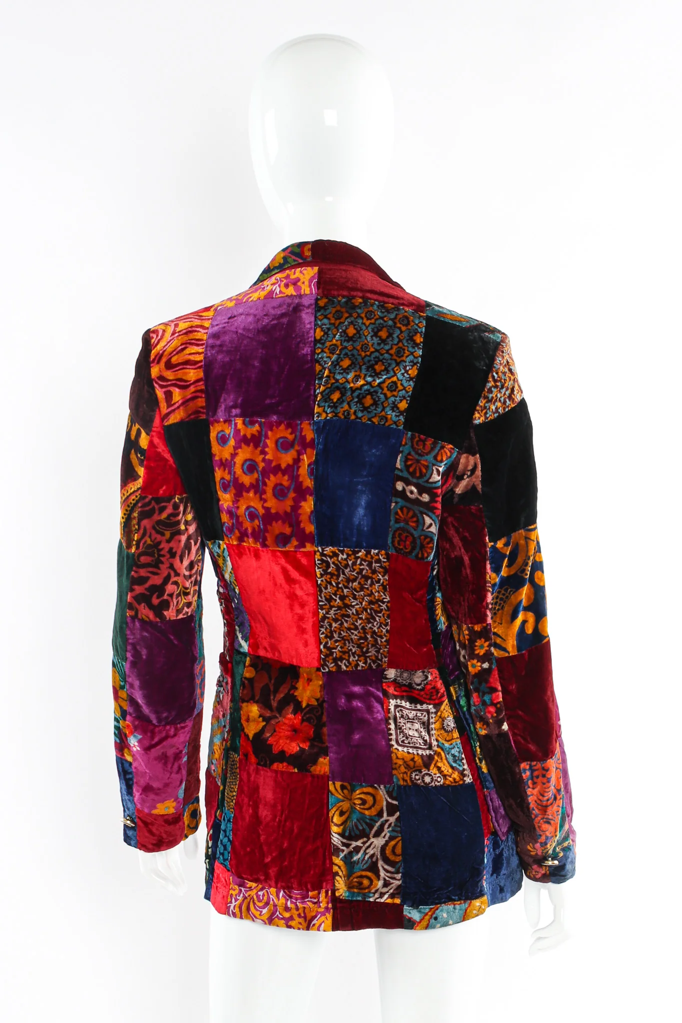 Floral Patchwork Velvet Blazer - Image 3