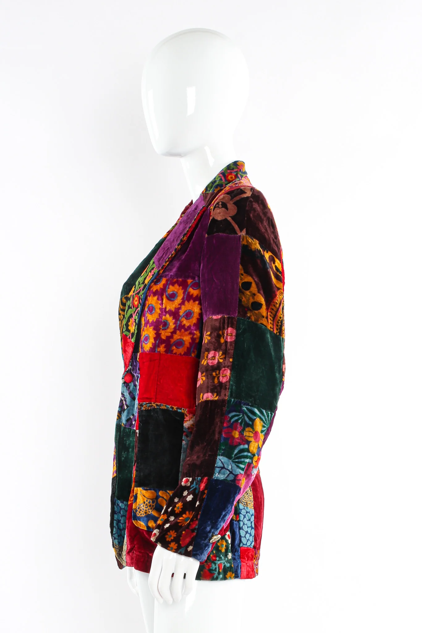 Floral Patchwork Velvet Blazer - Image 4