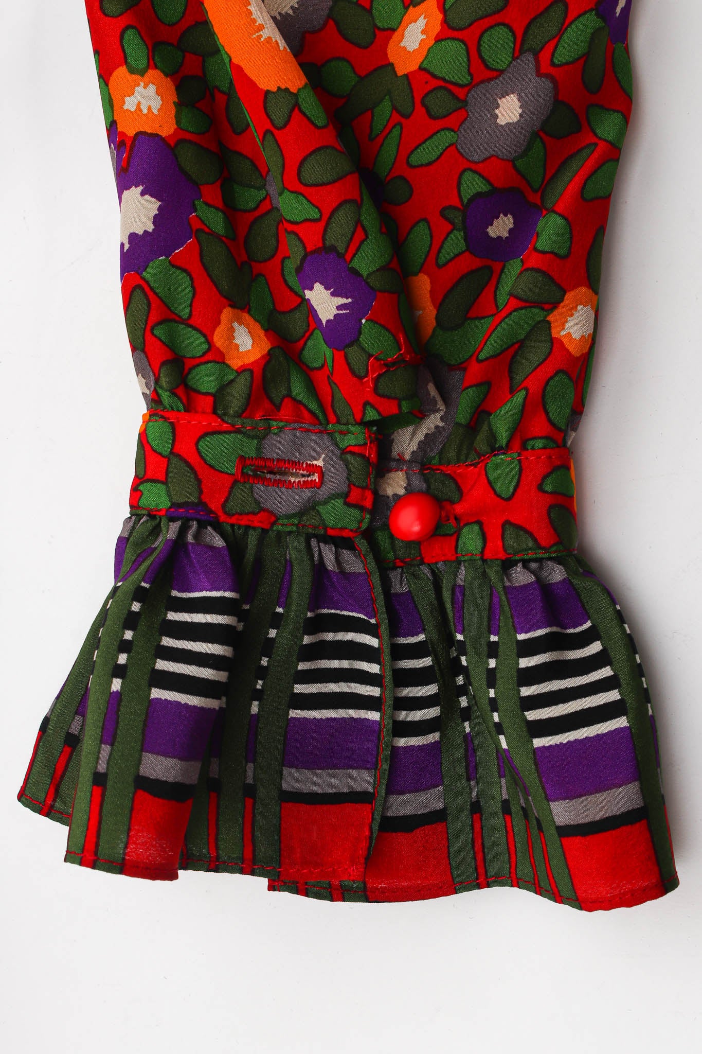 Floral Plaid Silk Wrap Dress - Image 7