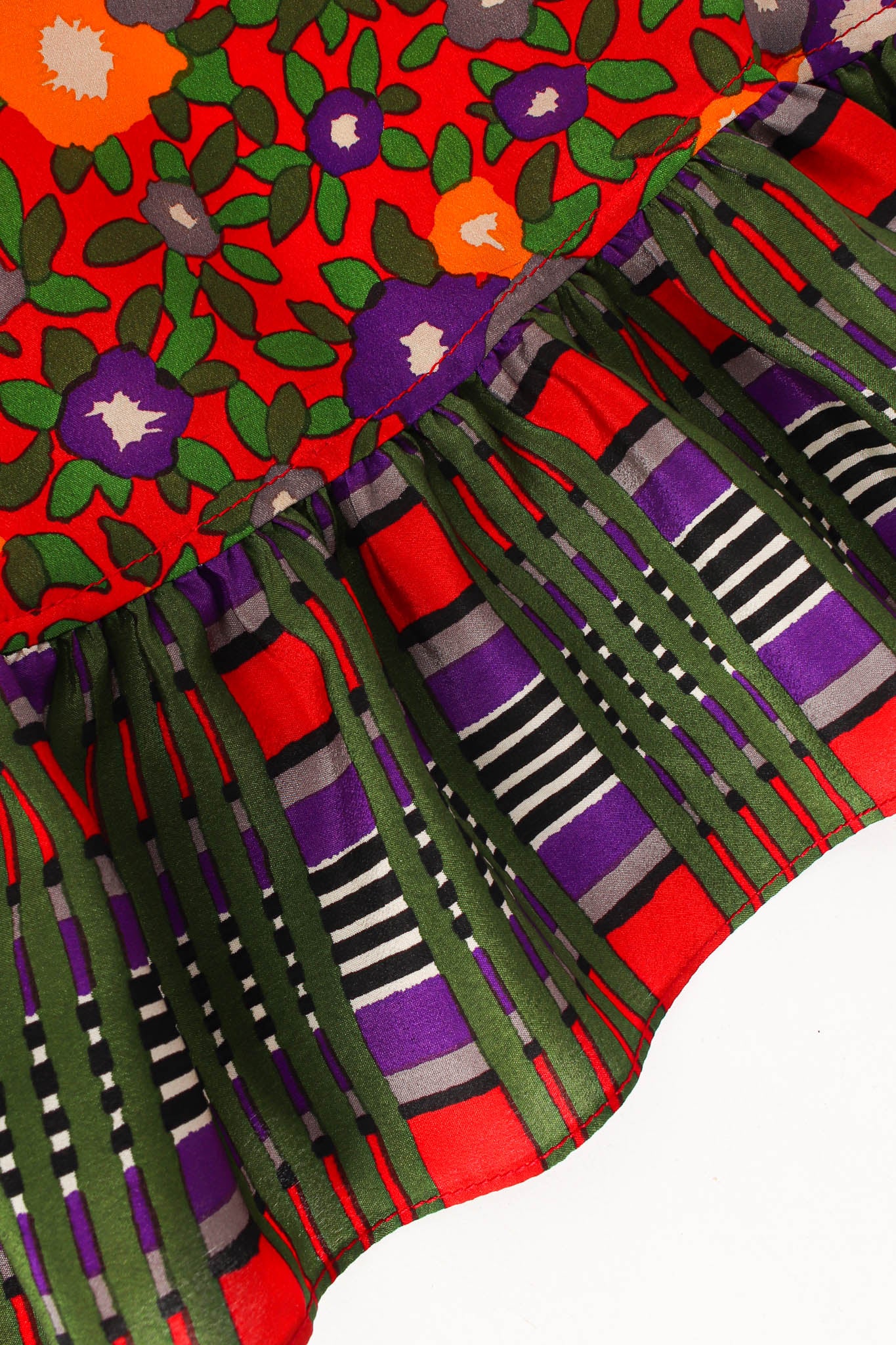 Floral Plaid Silk Wrap Dress - Image 8