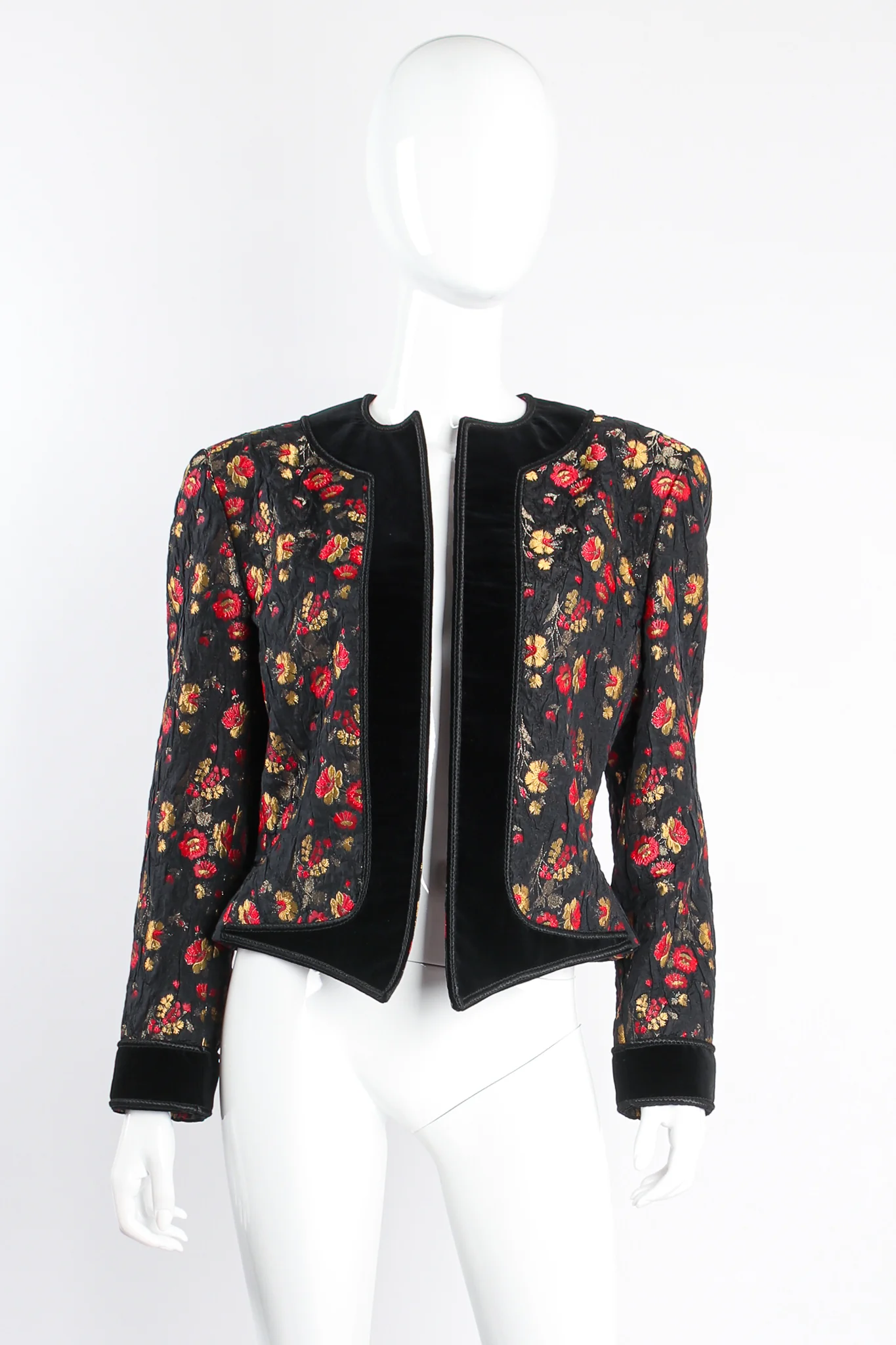 Floral Plissé Brocade Jacket