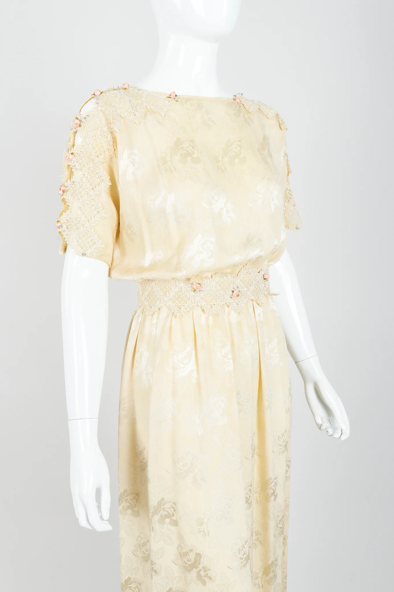 Lace Rosette Silk Dress