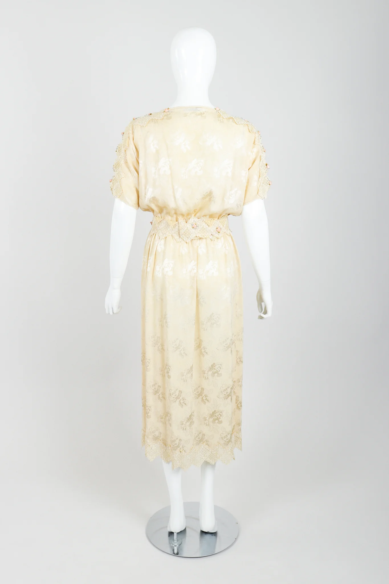 Lace Rosette Silk Dress - Image 5