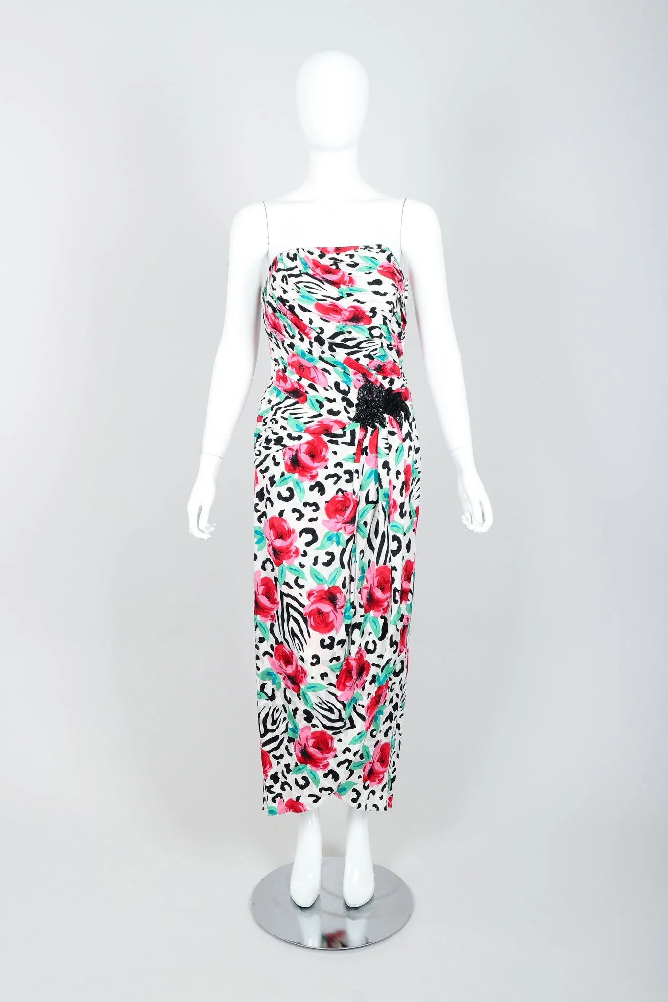 Floral Strapless Cocktail Dress - Image 4