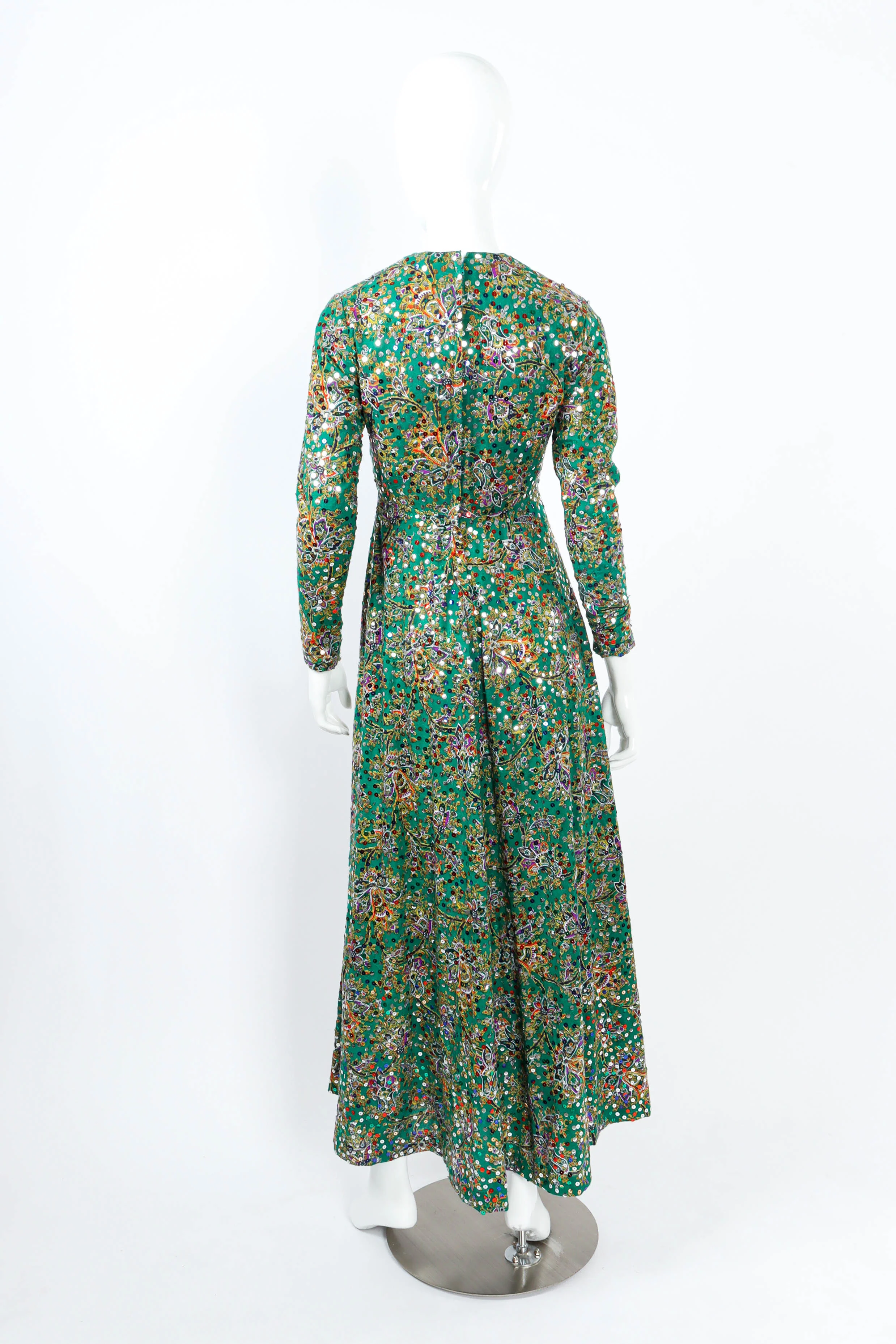 Floral Print Sequin Maxi Dress - Image 3