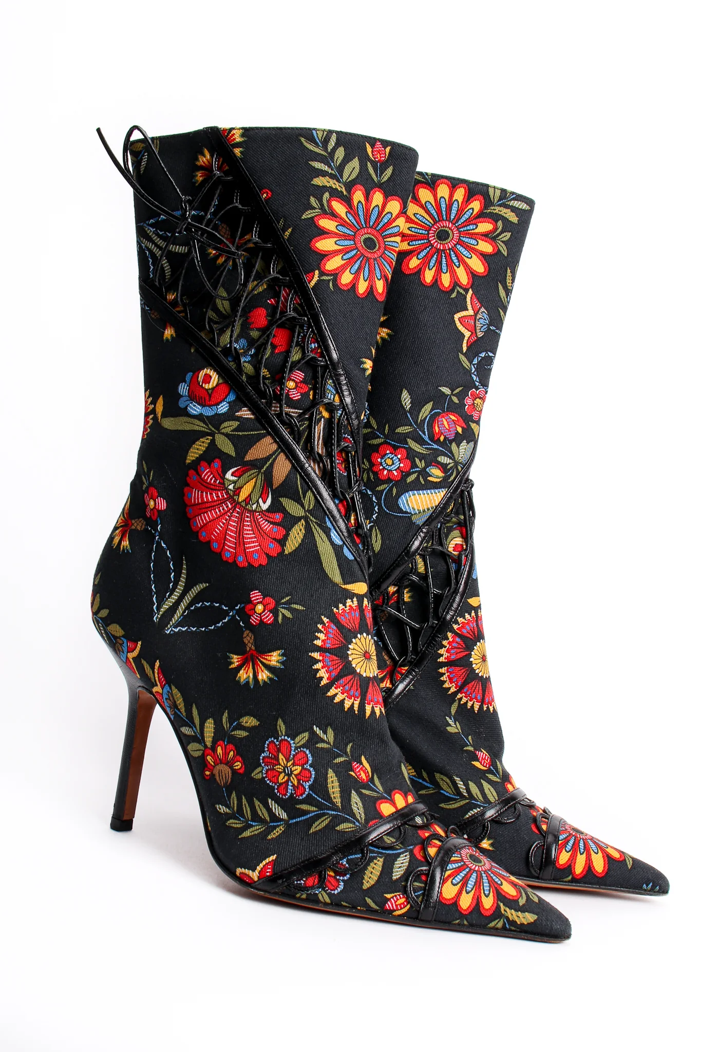 Floral Print Stiletto Boots - Image 3