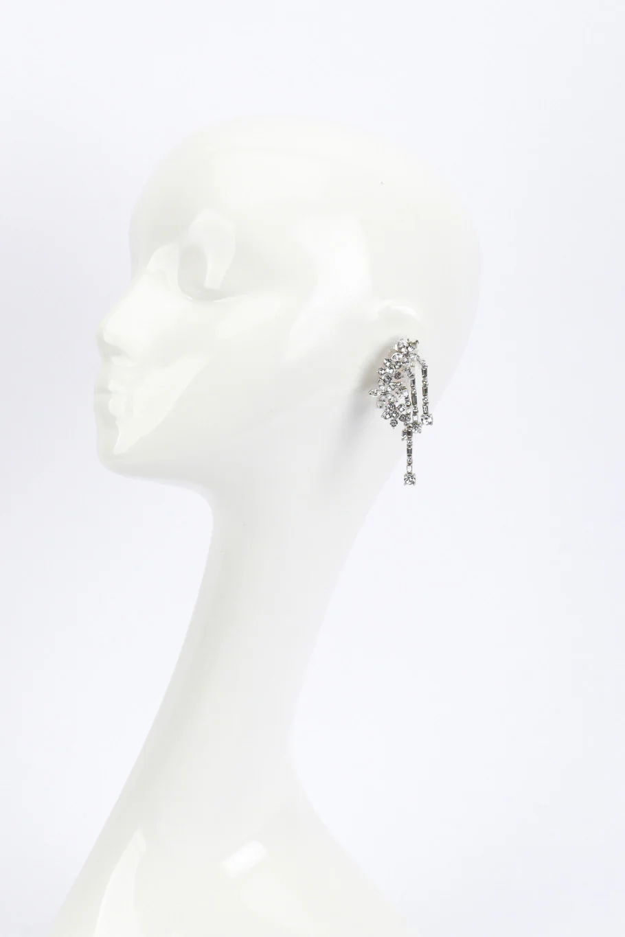 Floral Rhinestone Earlobe Crawler Earrings - Image 2