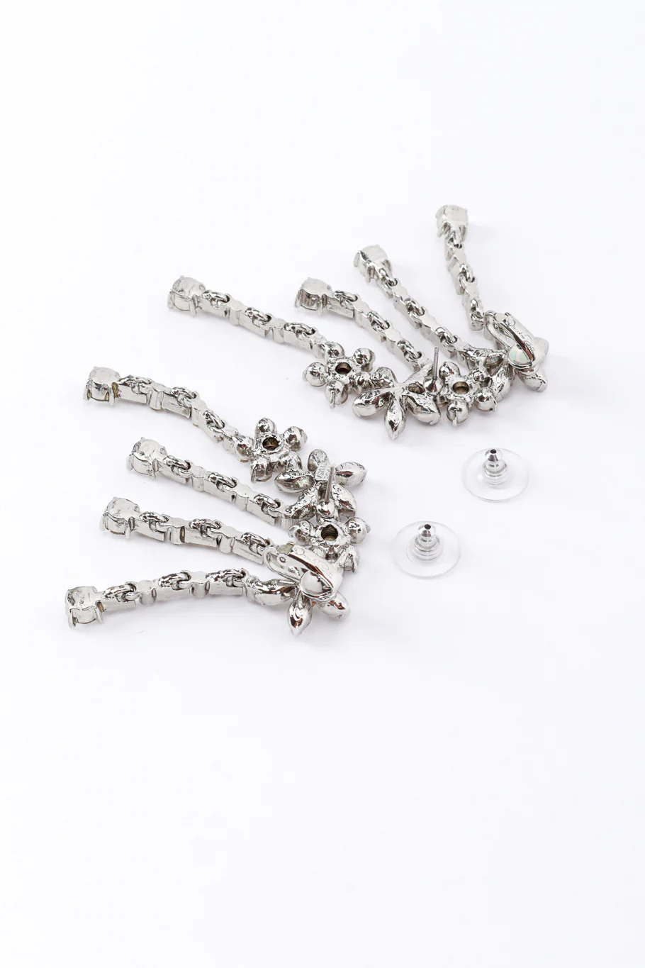 Floral Rhinestone Earlobe Crawler Earrings - Image 3