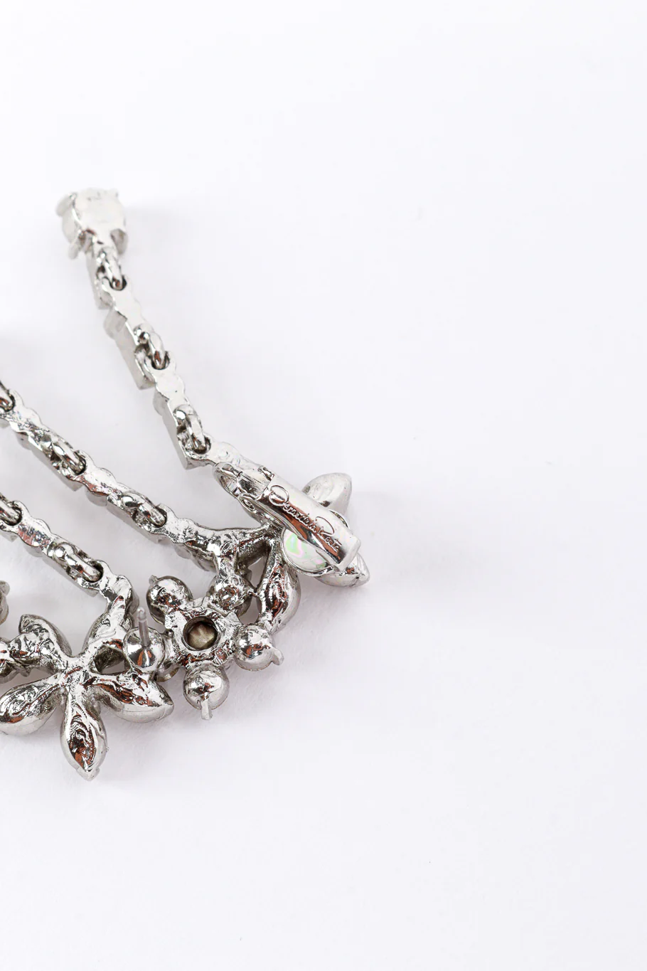 Floral Rhinestone Earlobe Crawler Earrings - Image 4