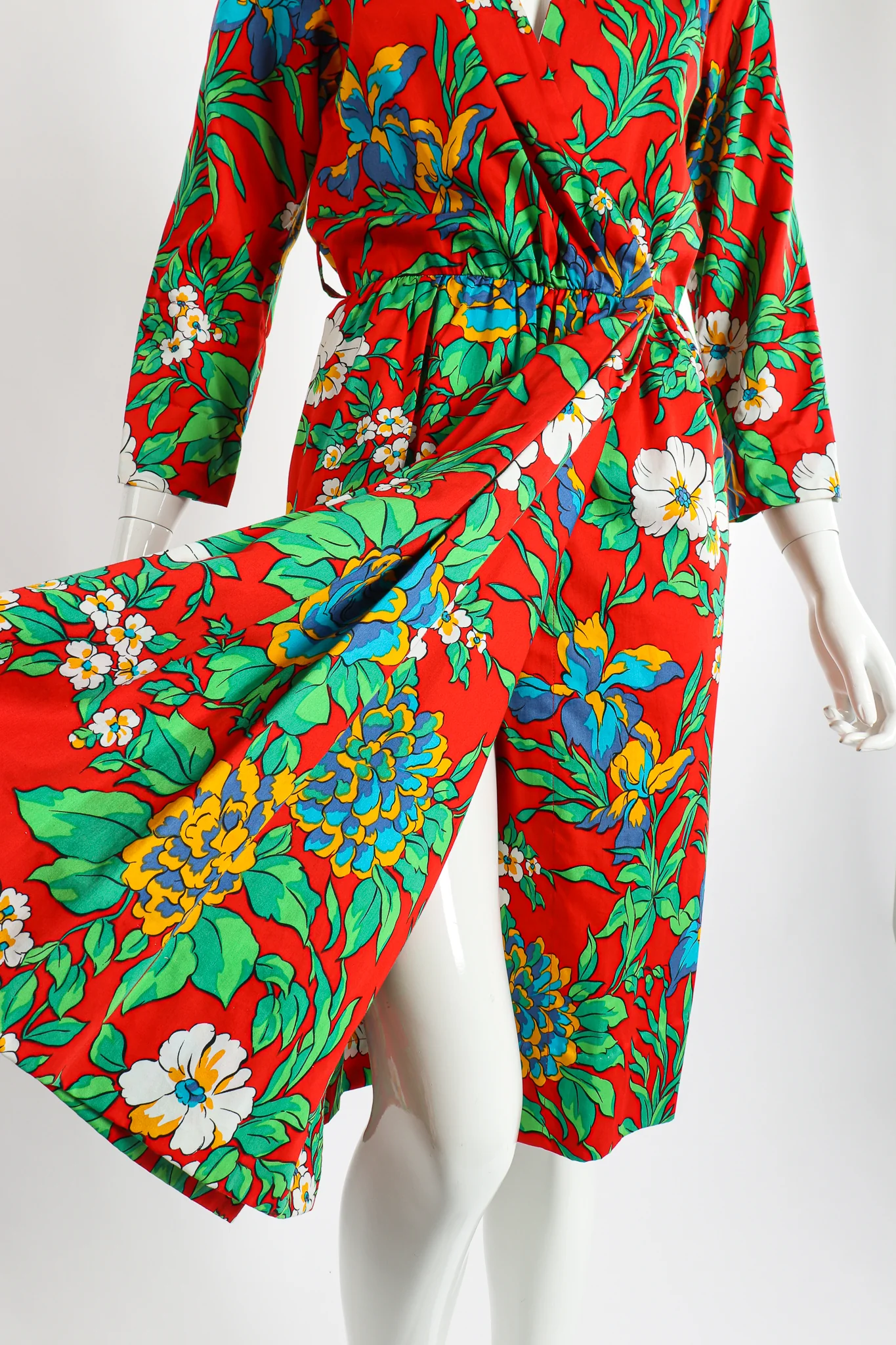 Floral Sateen Wrap Dress - Image 12